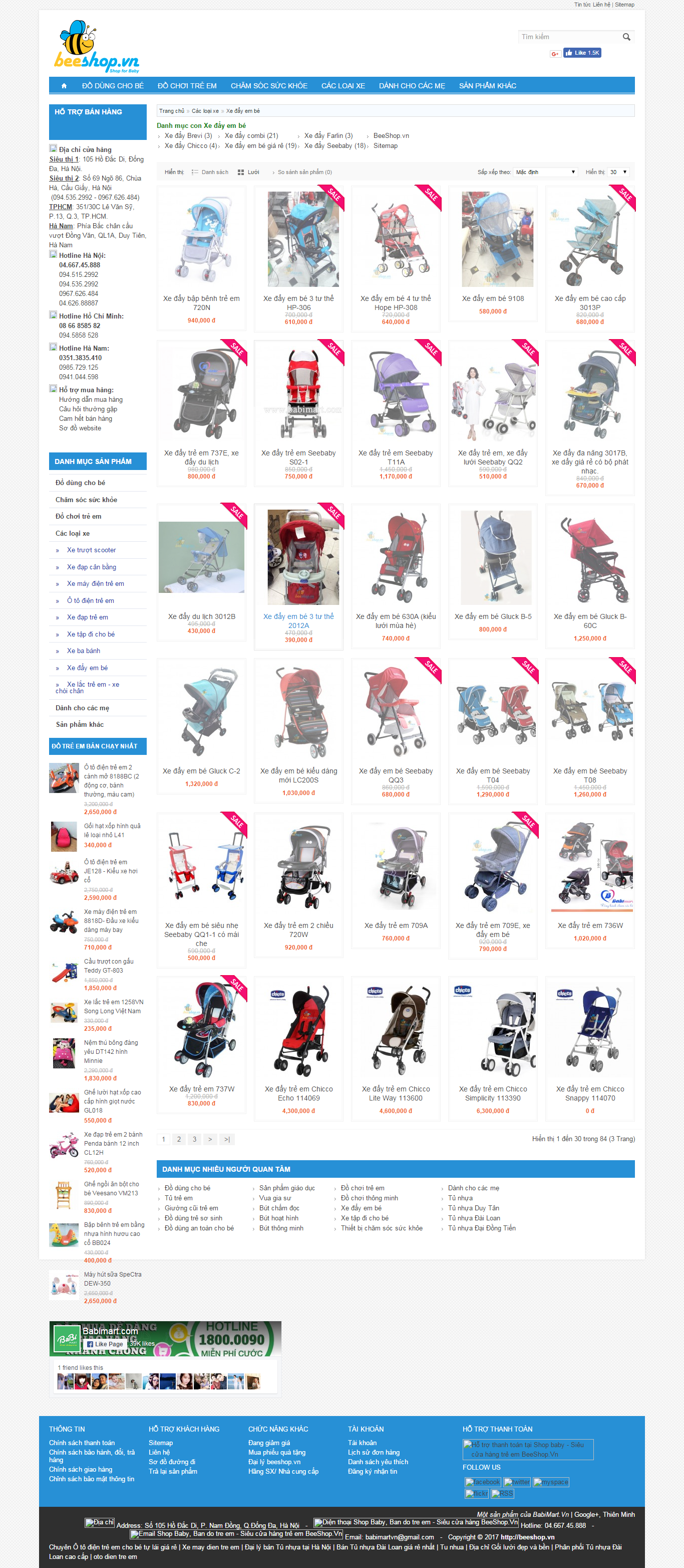 Thiết kế Web xe đẩy cho bé beeshop.vn