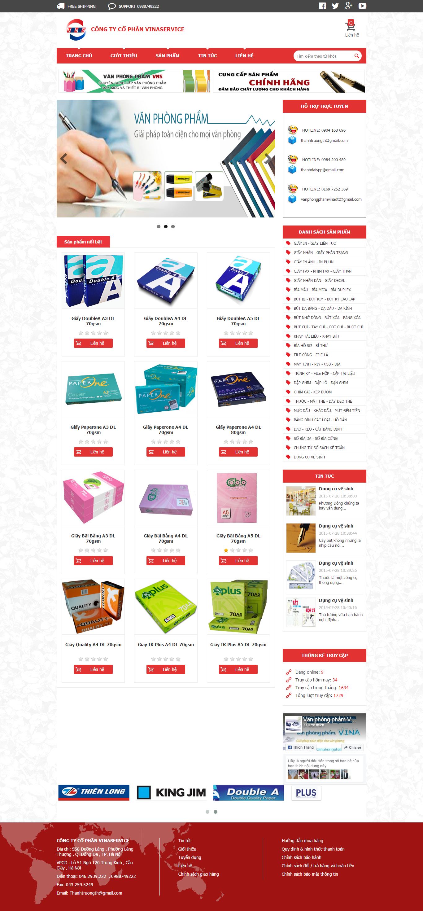 Thiết kế Web văn phòng phẩm vanphongphamvns.vn