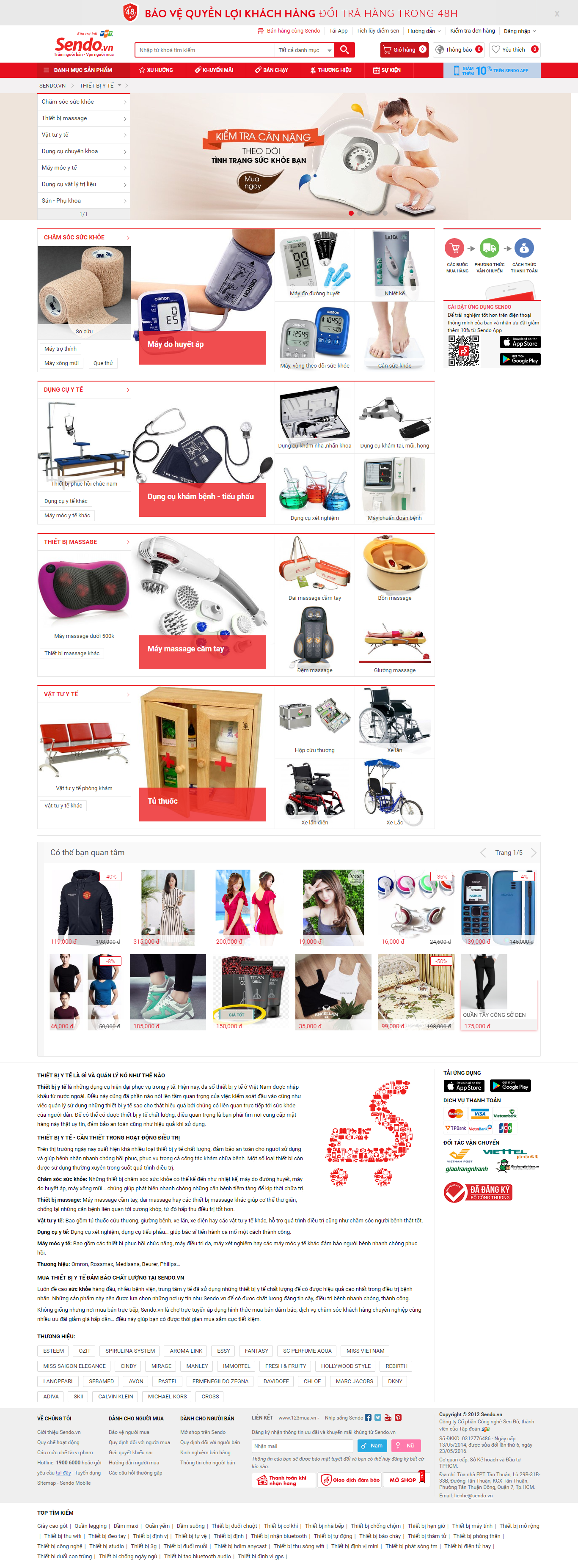 Thiết kế Web thiết bị y tế, dụng cụ y tế sendo.vn