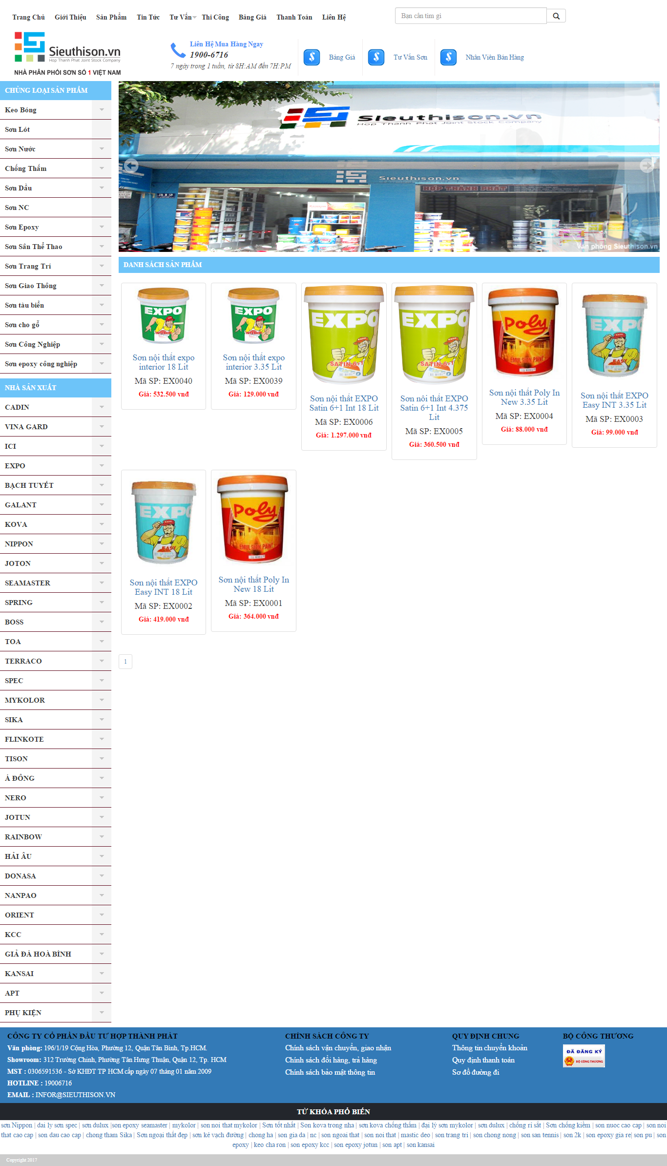 Thiết kế Web các loại sơn nội thất sieuthison.vn
