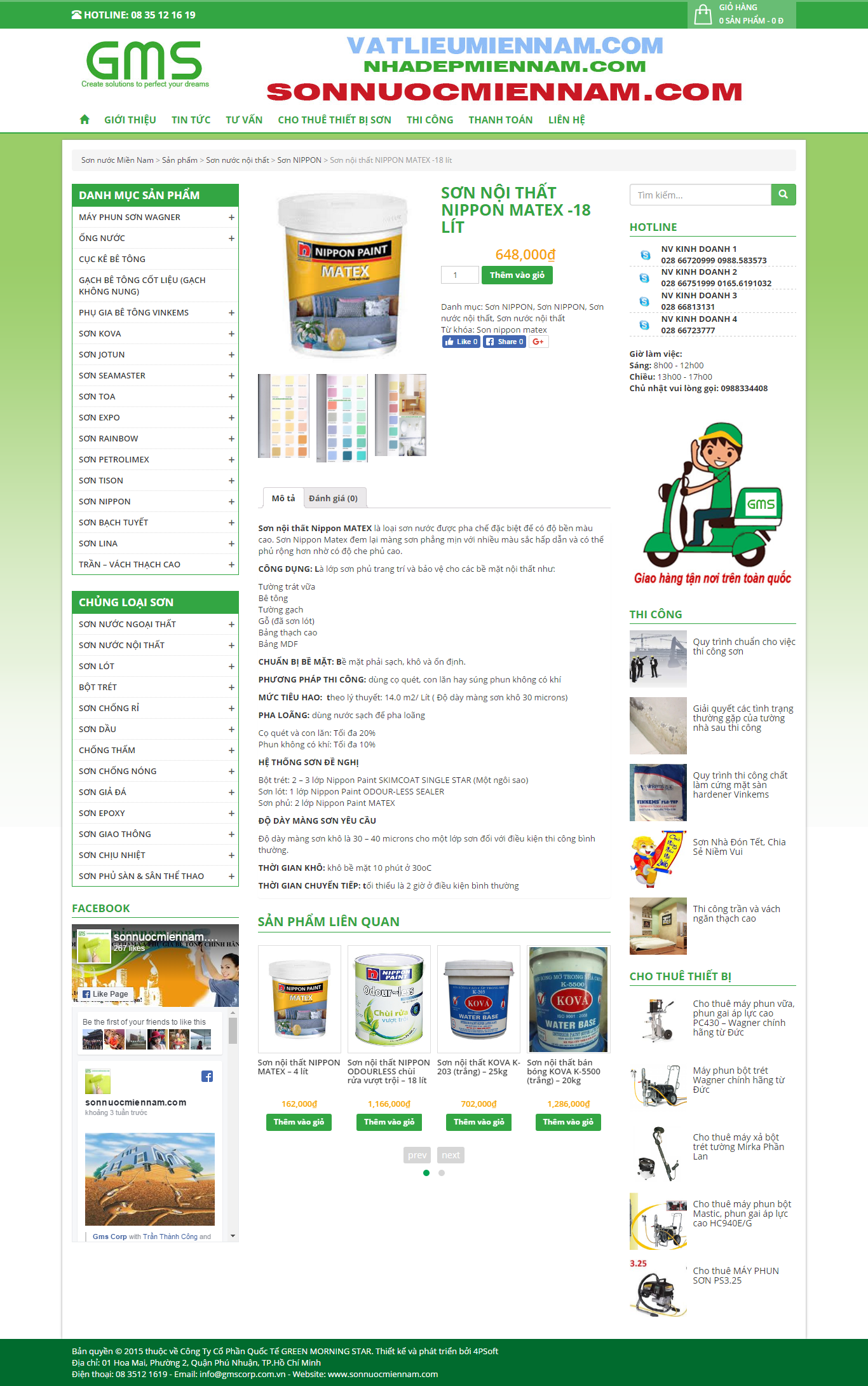 Thiết kế Web các loại sơn nội thất sonnuocmiennam.com