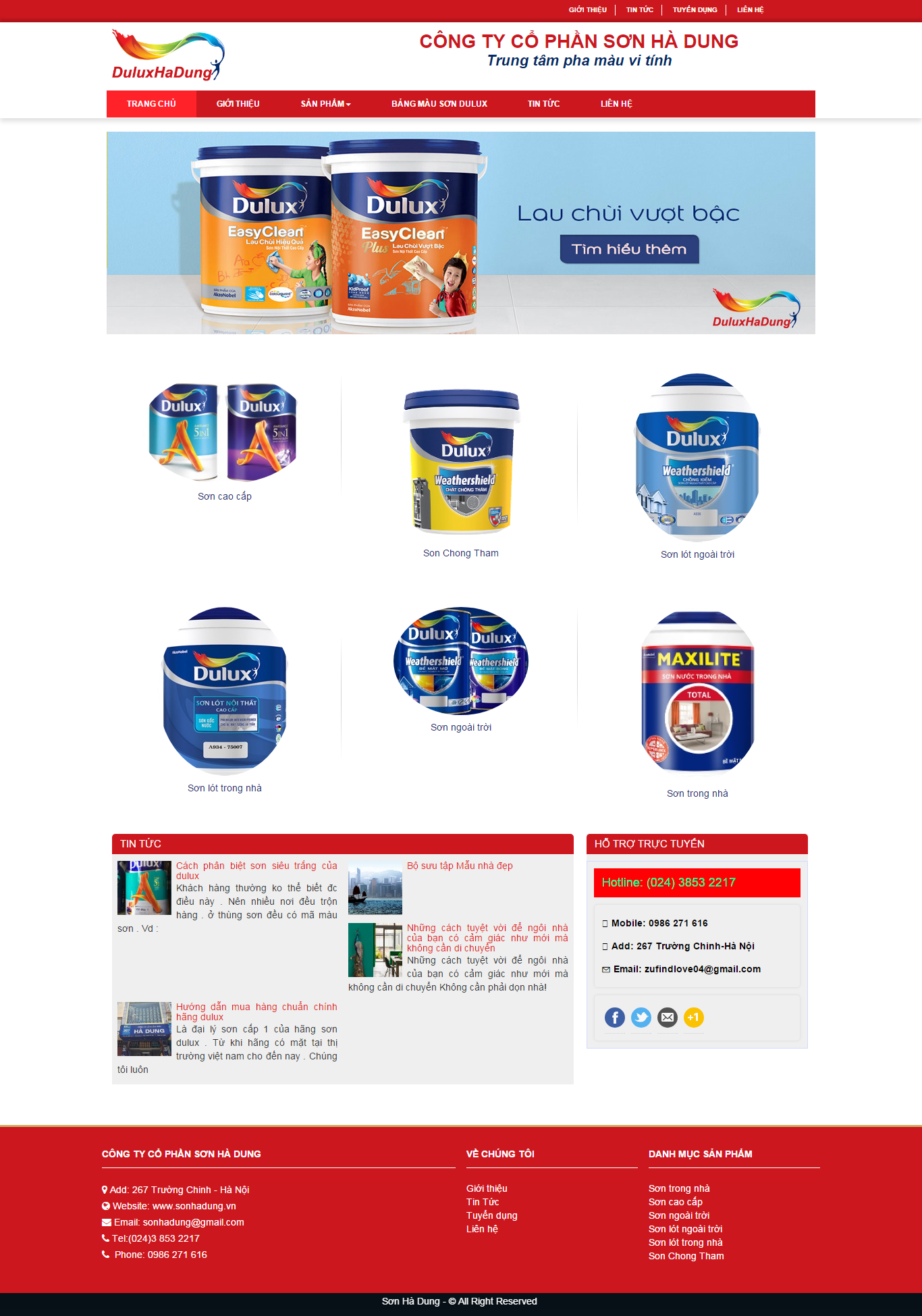 Thiết kế Web các loại sơn nội thất sonhadung.vn