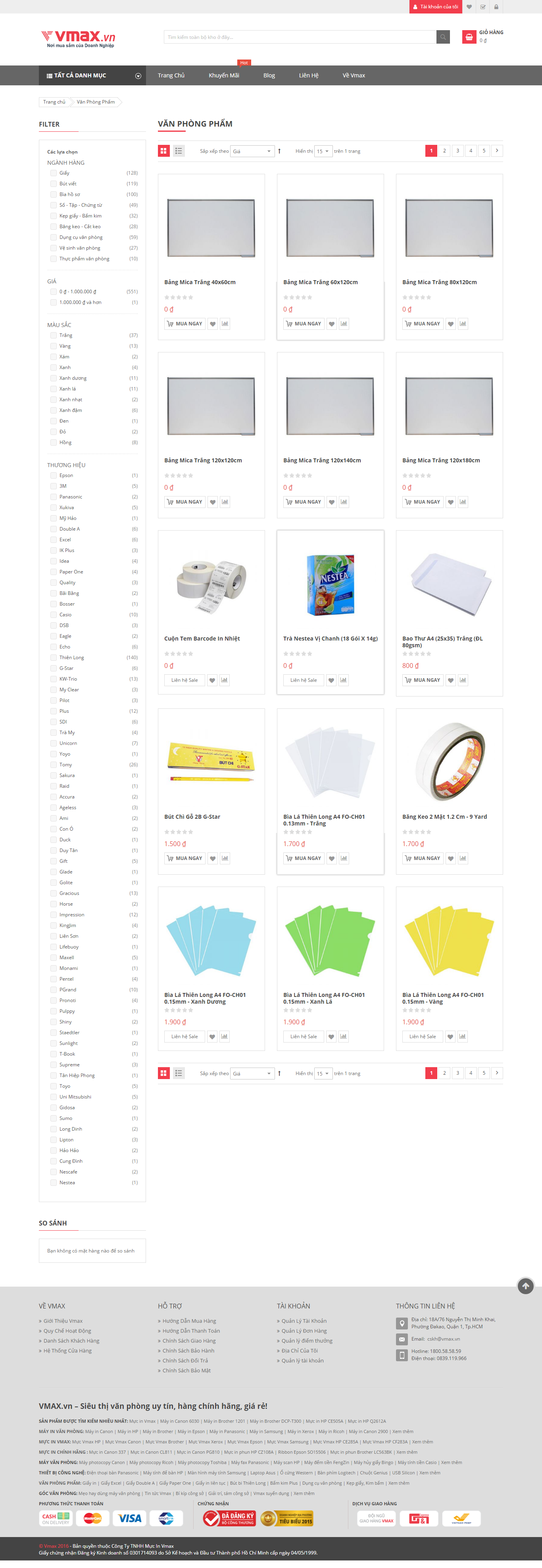 Thiết kế Web văn phòng phẩm vmax.vn