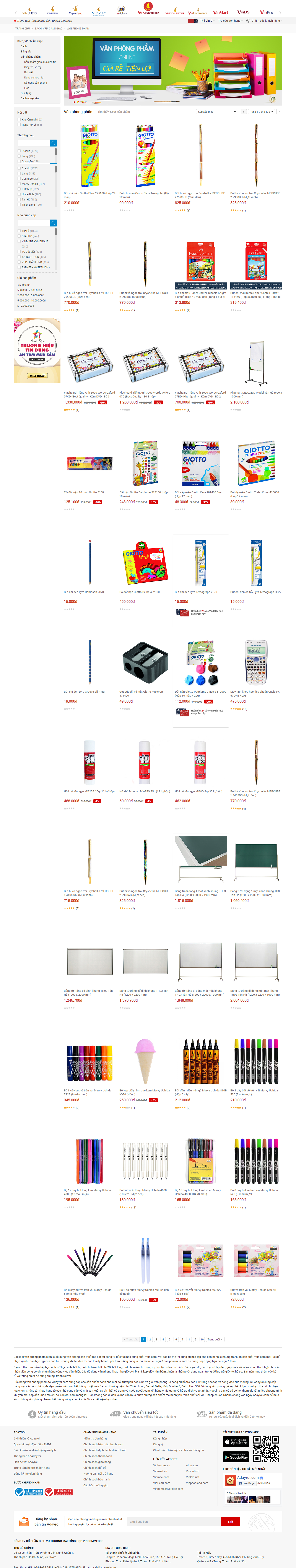 Thiết kế Web văn phòng phẩm adayroi.com