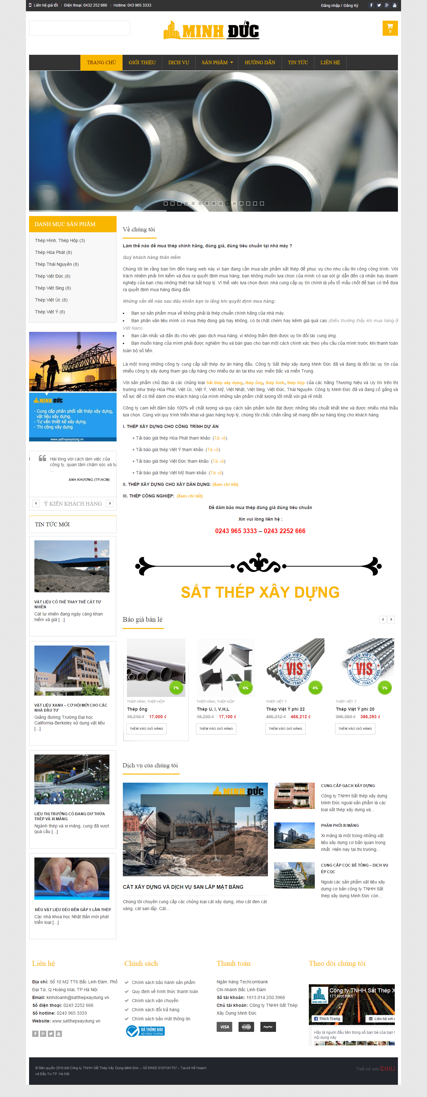 Thiết kế Web vật liệu xây dựng satthepxaydung.vn