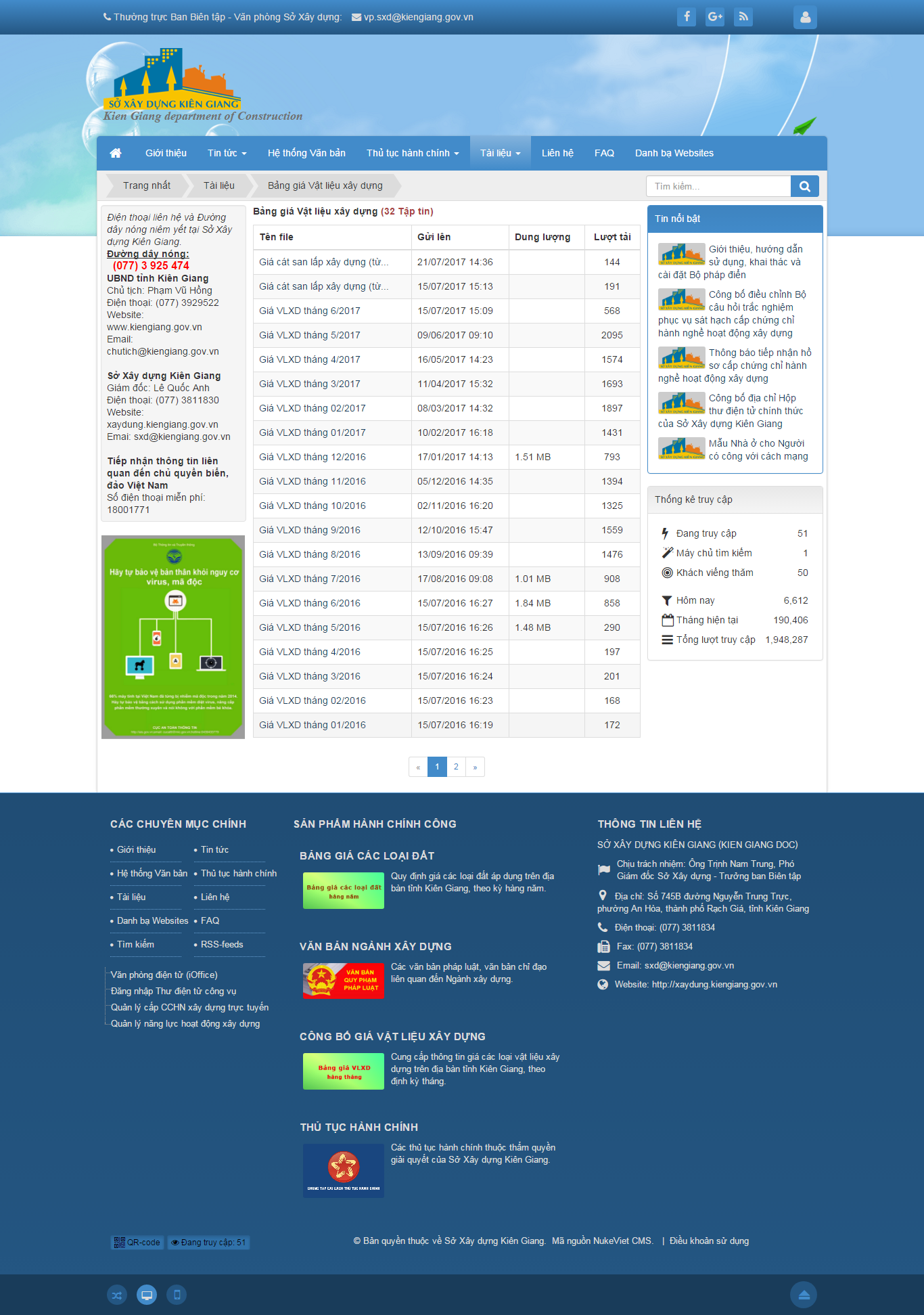 Thiết kế Web vật liệu xây dựng xaydung.kiengiang.gov.vn