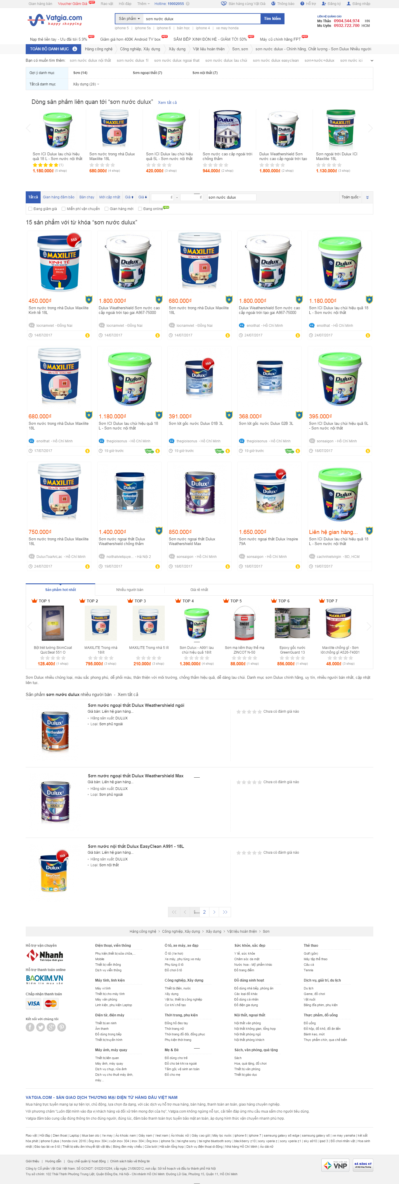 Thiết kế Web các loại sơn nội thất vatgia.com