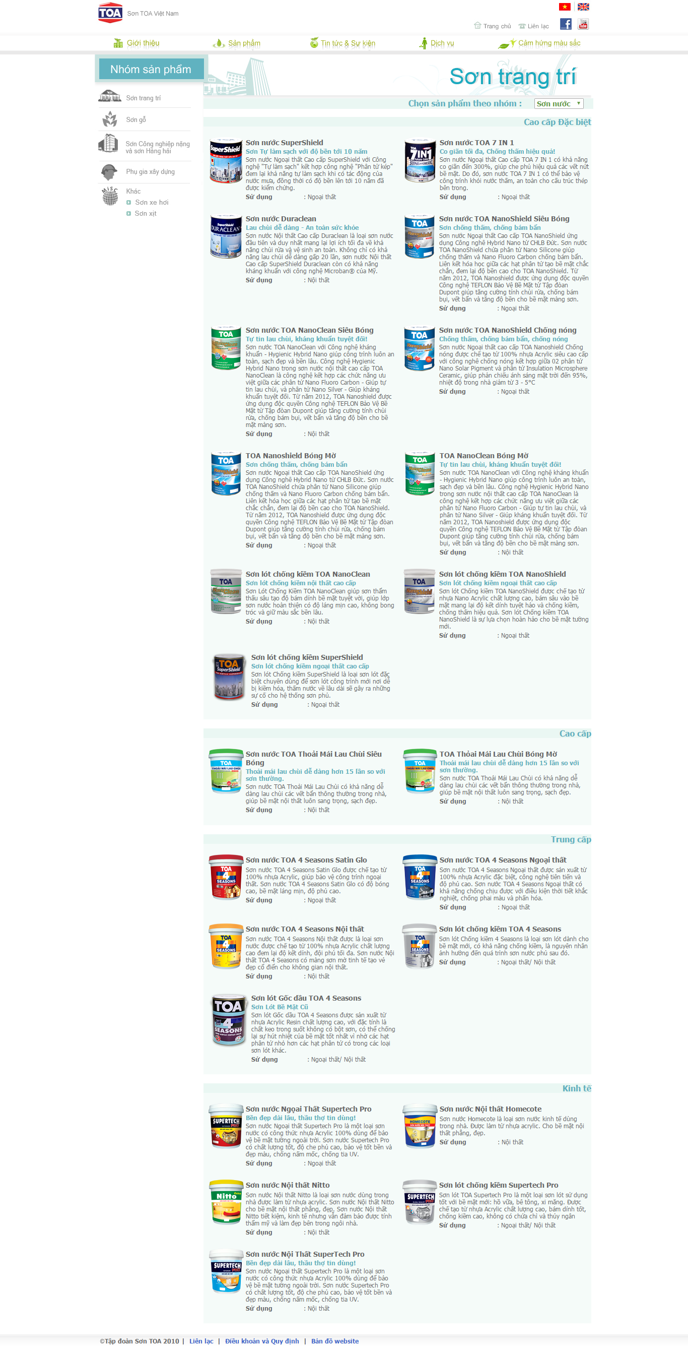 Thiết kế Web các loại sơn nội thất toagroup.com.vn