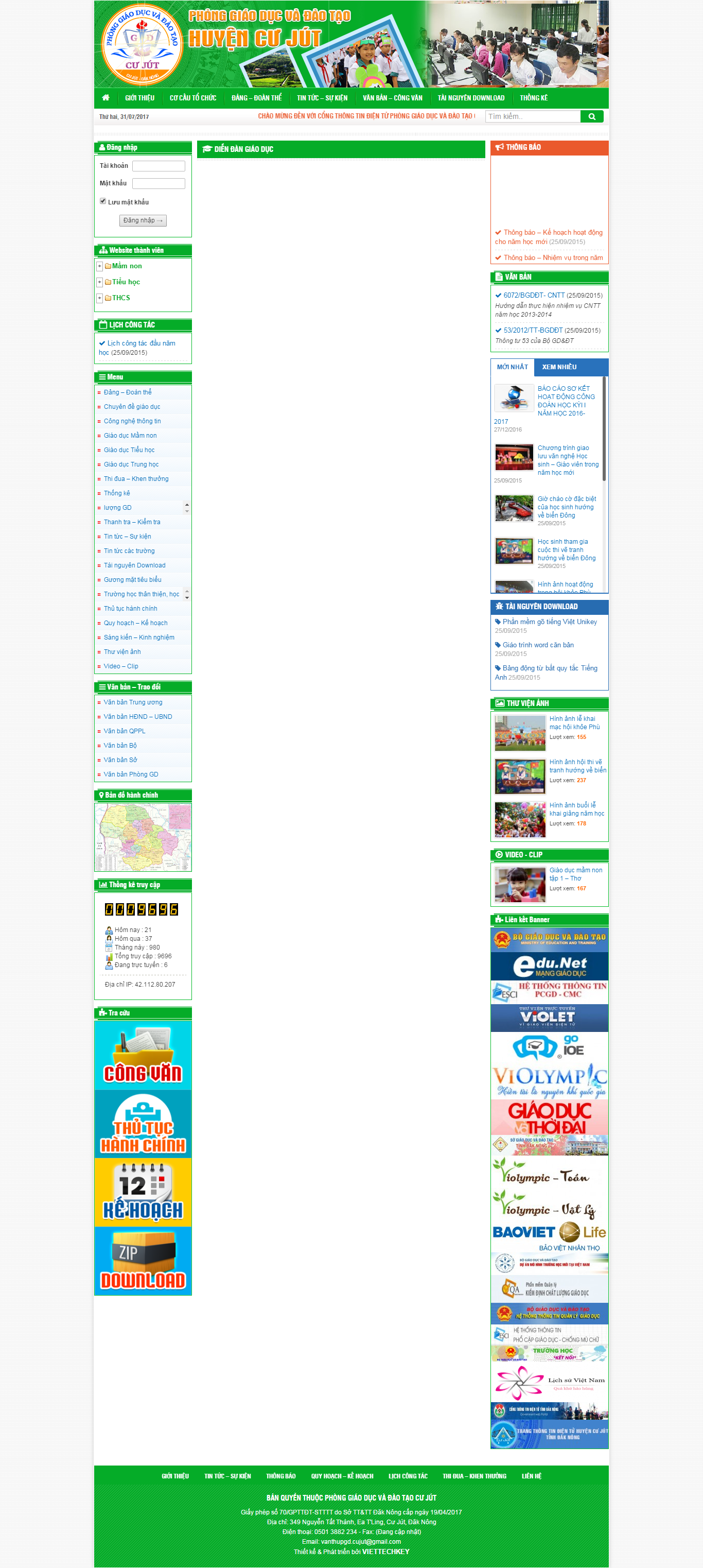 Thiết kế Web diễn Đàn giáo dục pgdcujut.edu.vn
