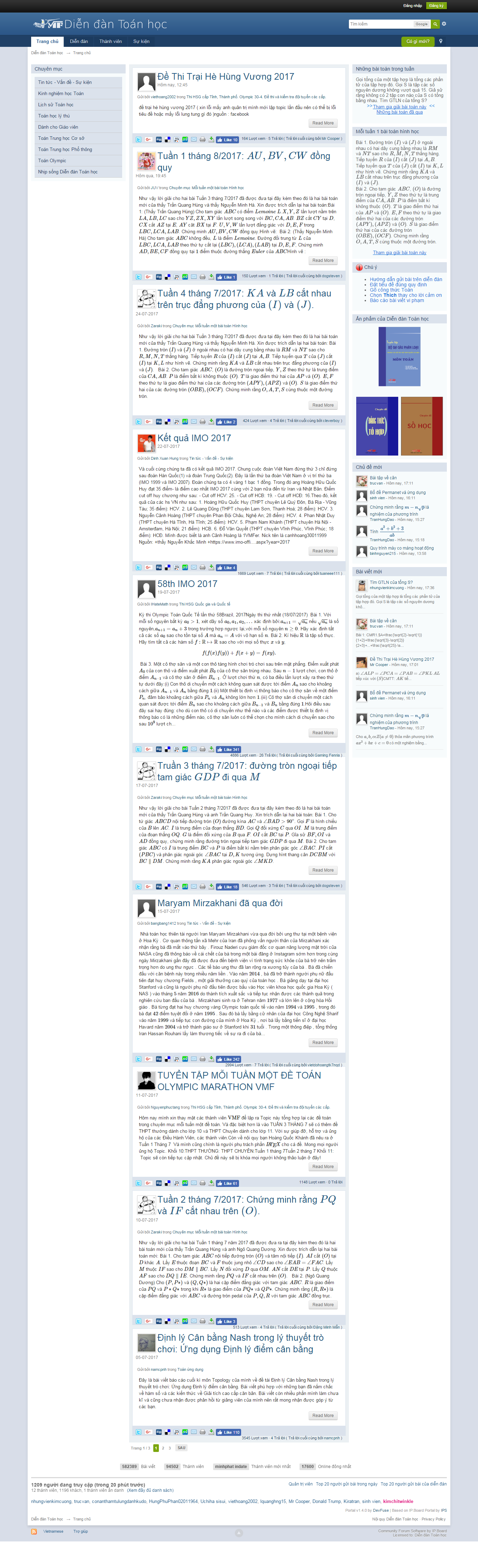Thiết kế Web diễn Đàn giáo dục diendantoanhoc.net
