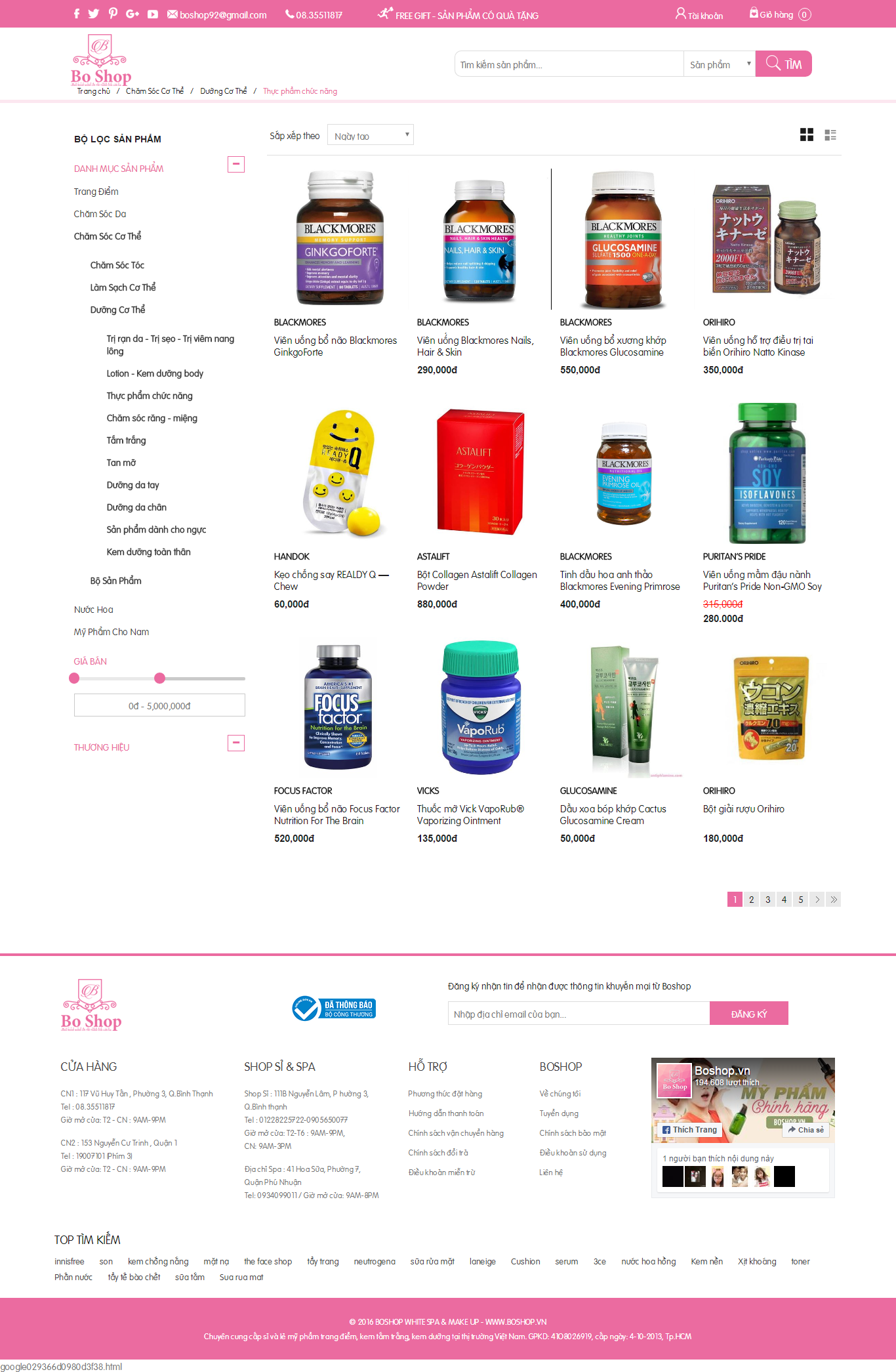 Thiết kế Web thực phẩm chức năng boshop.vn