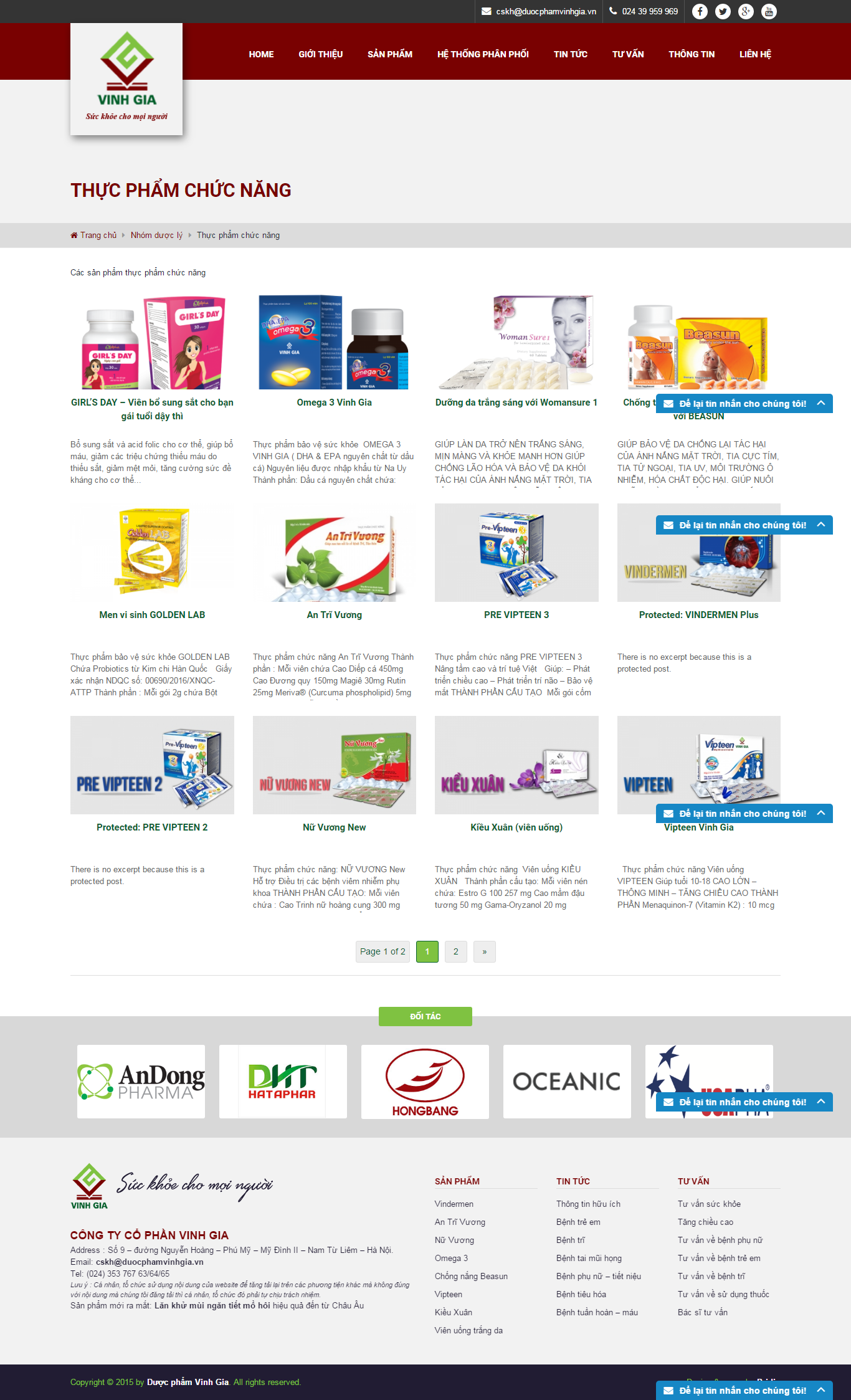 Thiết kế Web thực phẩm chức năng duocphamvinhgia.vn