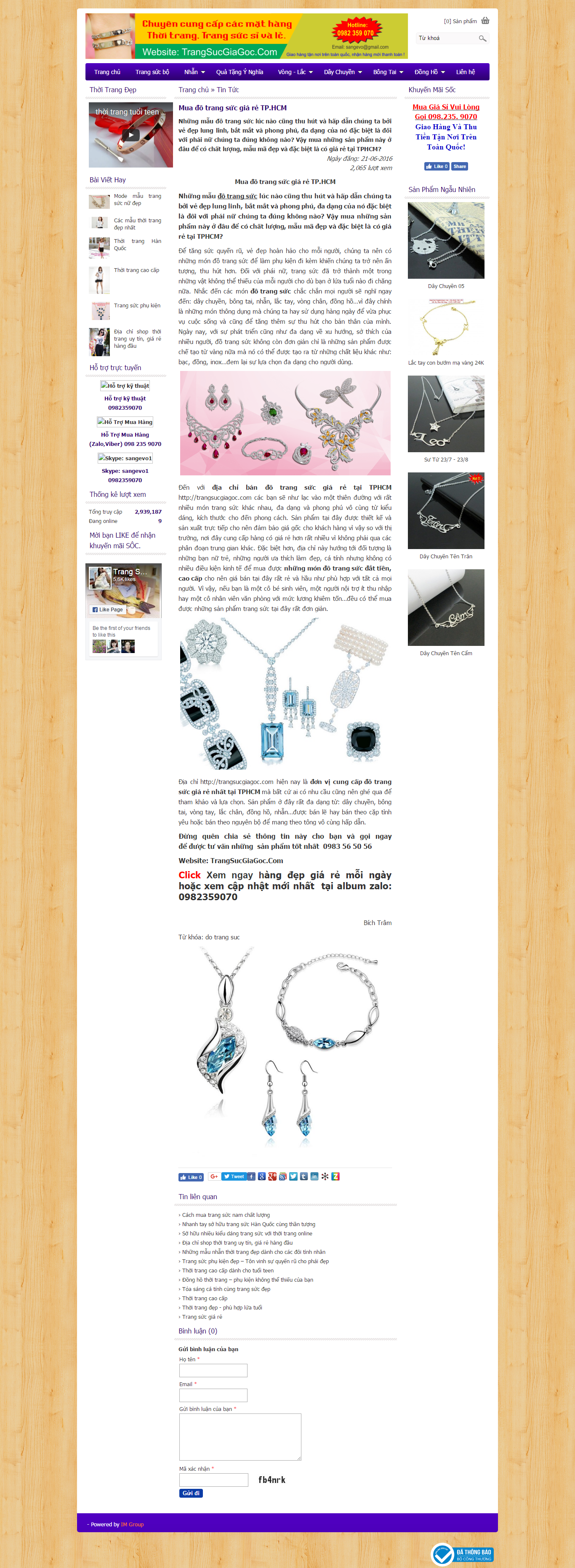Thiết kế Web Đồ trang sức trangsucgiagoc.com