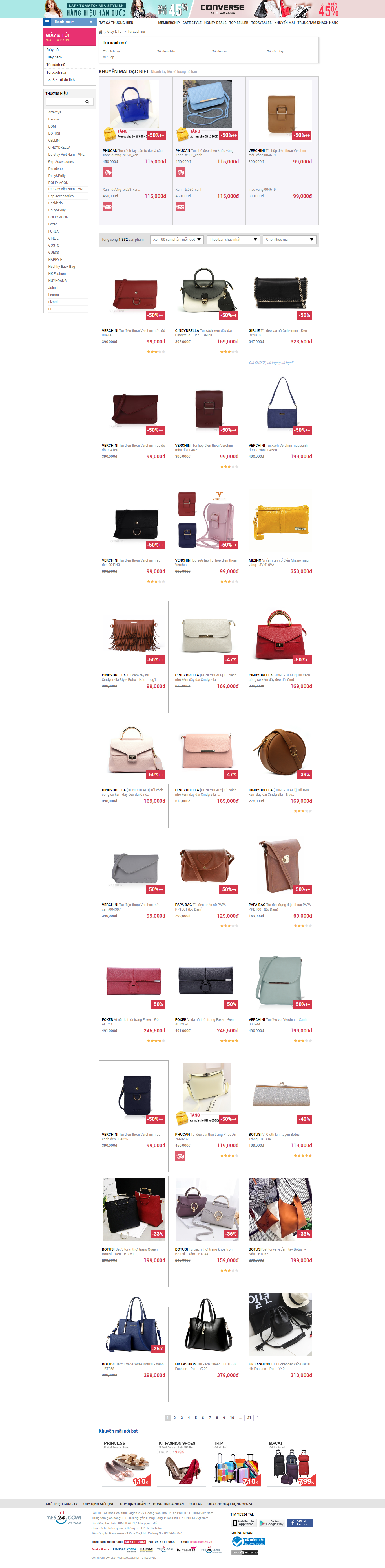 Thiết kế Web túi xách yes24.vn