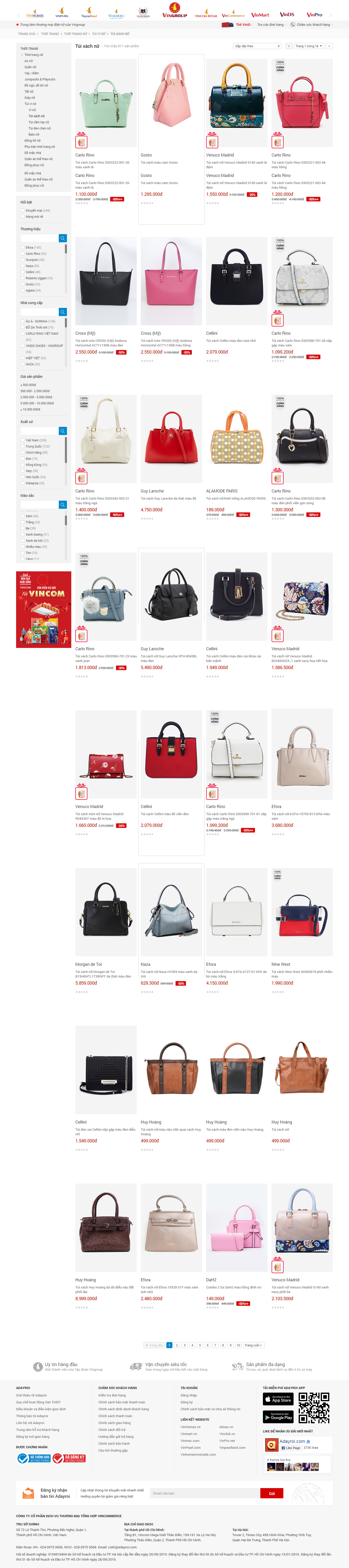 Thiết kế Web túi xách adayroi.com