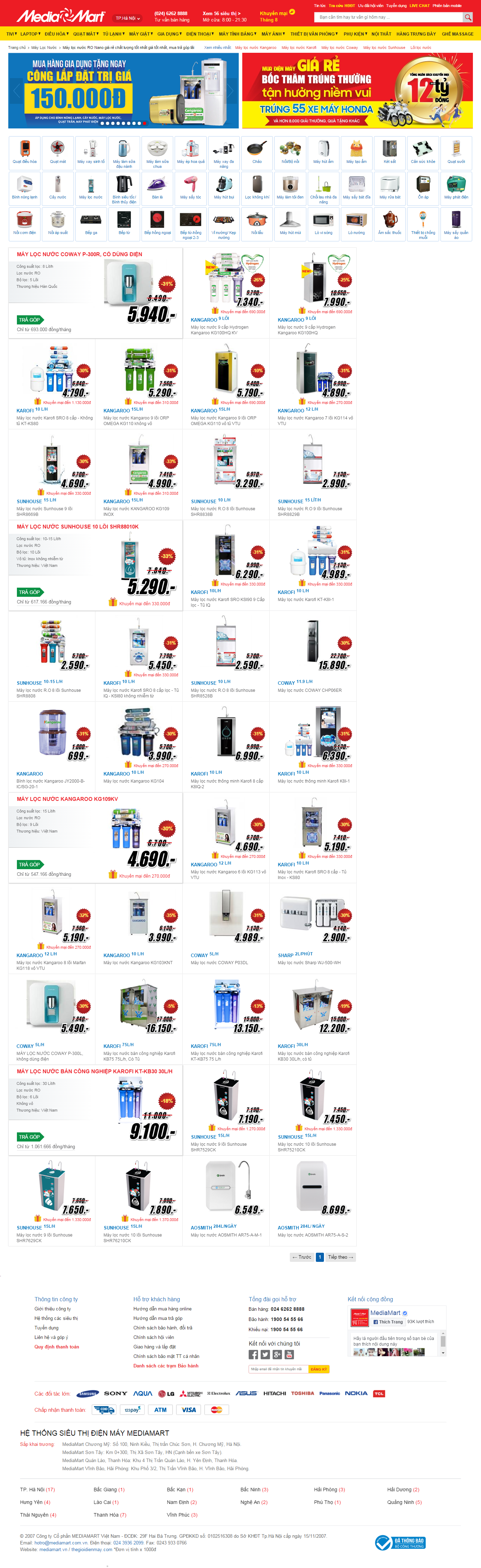 Thiết kế Web máy lọc nước ro mediamart.vn