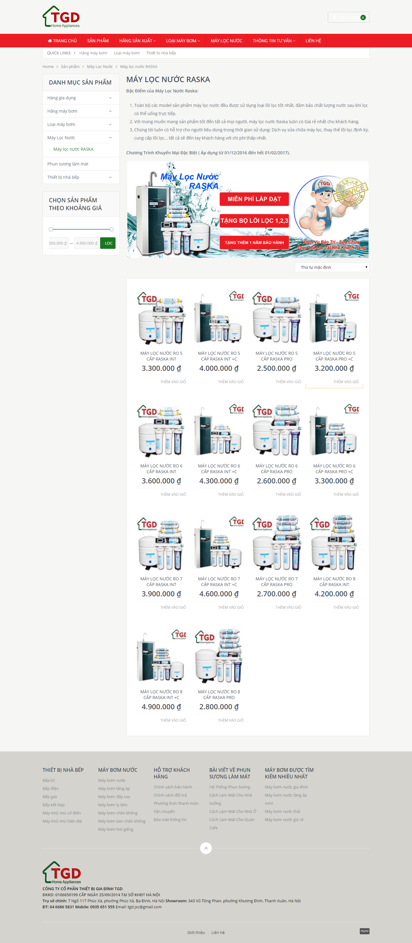 Thiết kế Web máy lọc nước ro tranggiadung.com