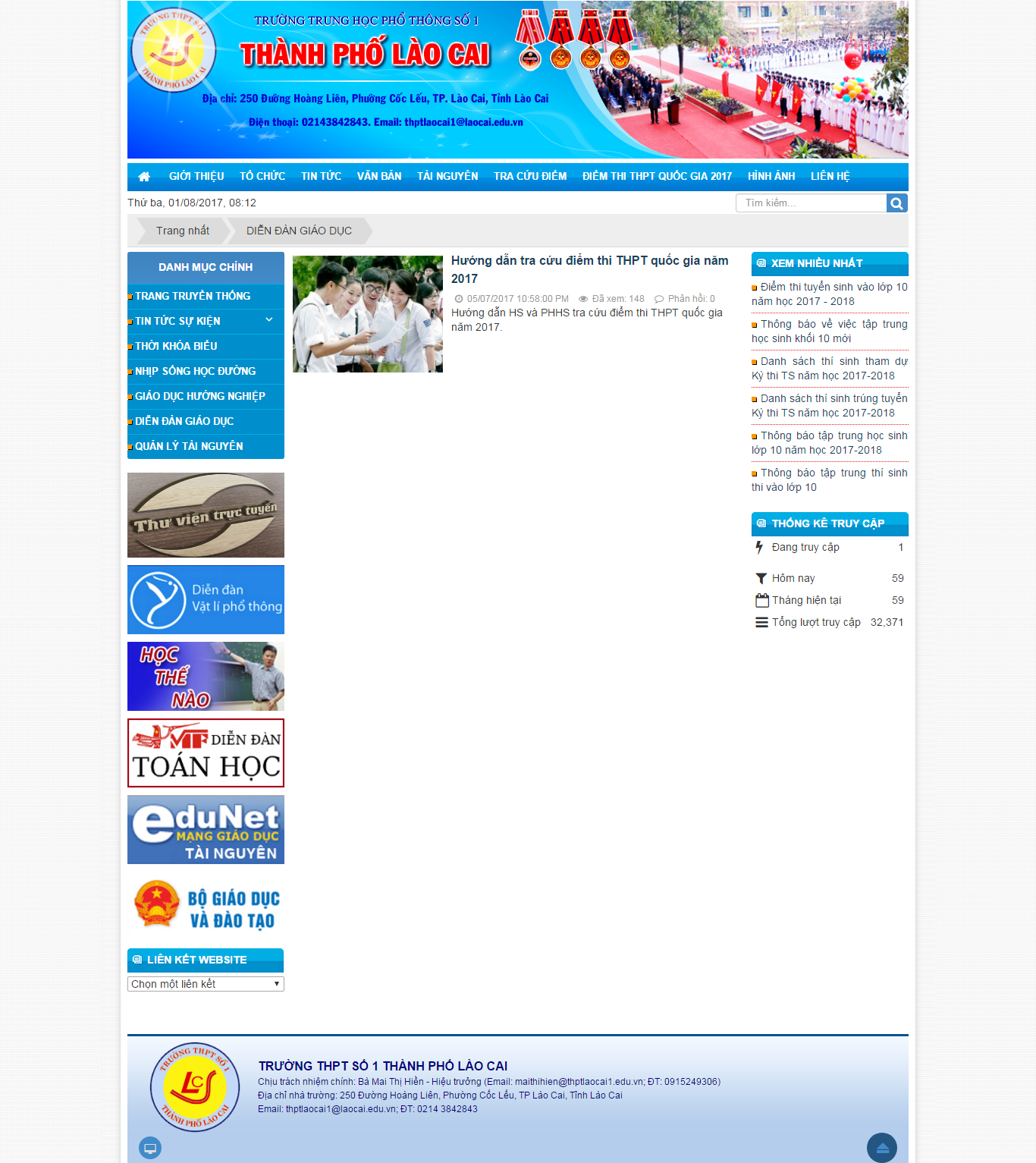 Thiết kế Web diễn Đàn giáo dục thptlaocai1.edu.vn