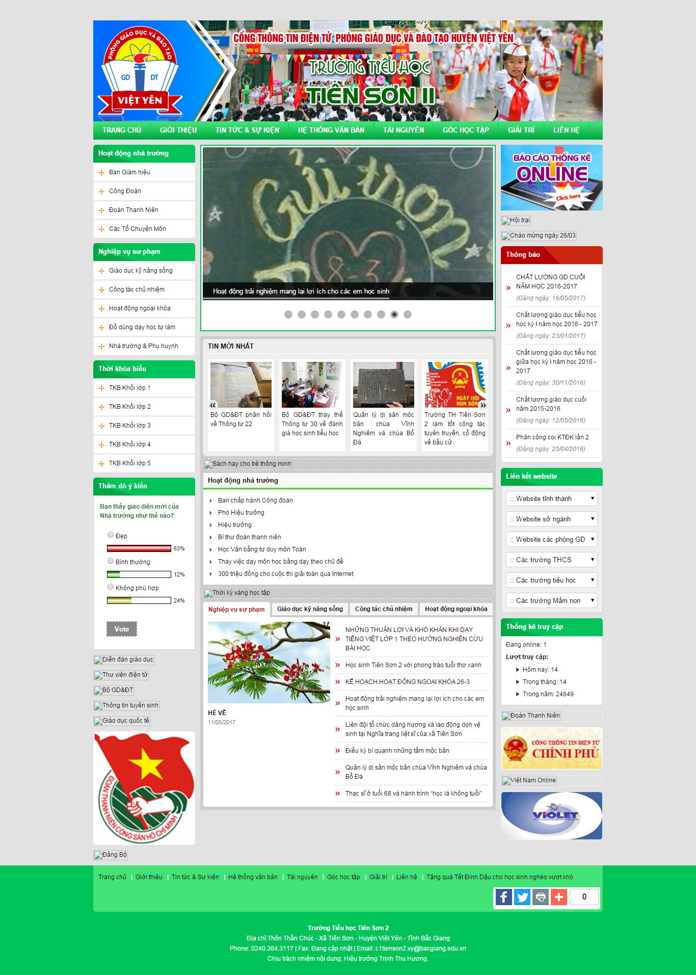 Thiết kế Web diễn Đàn giáo dục thtienson2.vietyen.edu.vn