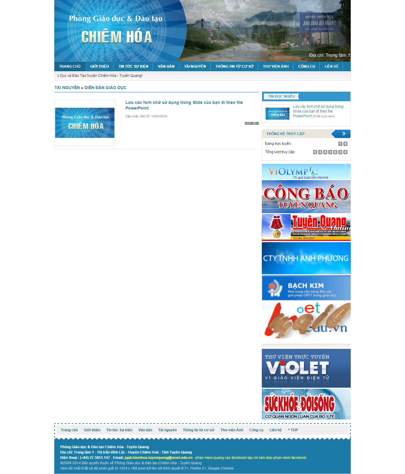 Thiết kế Web diễn Đàn giáo dục pgdchiemhoa.edu.vn