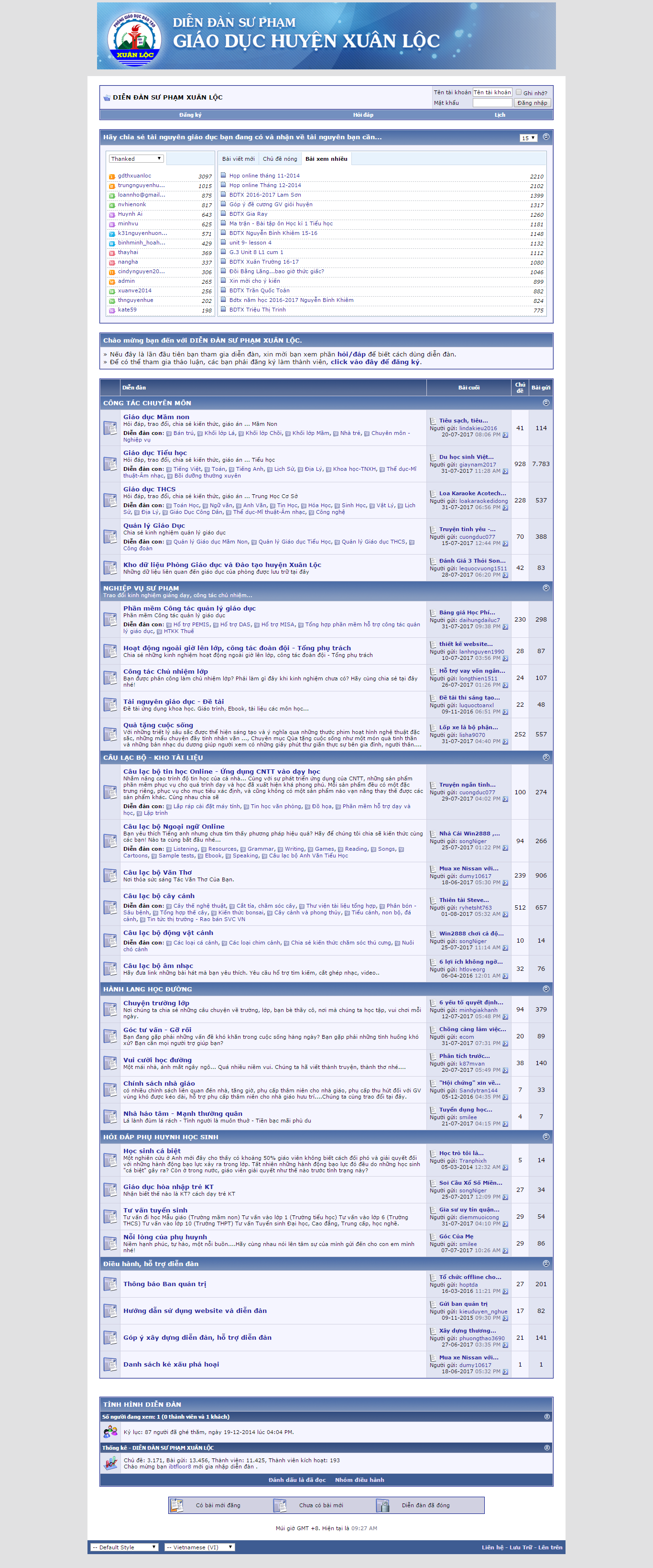 Thiết kế Web diễn Đàn giáo dục xuanloc.edu.vn