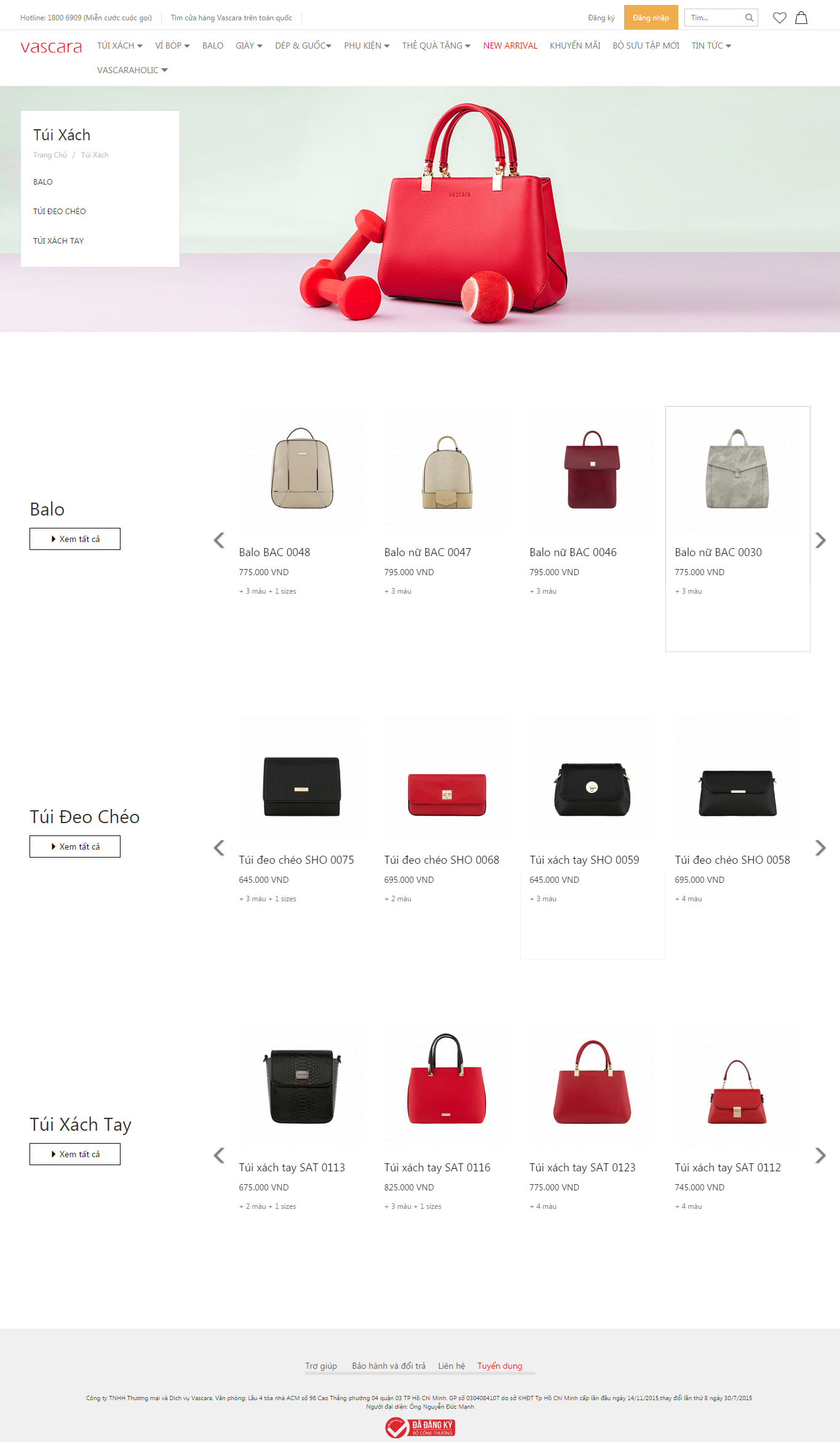 Thiết kế Web túi xách vascara.com