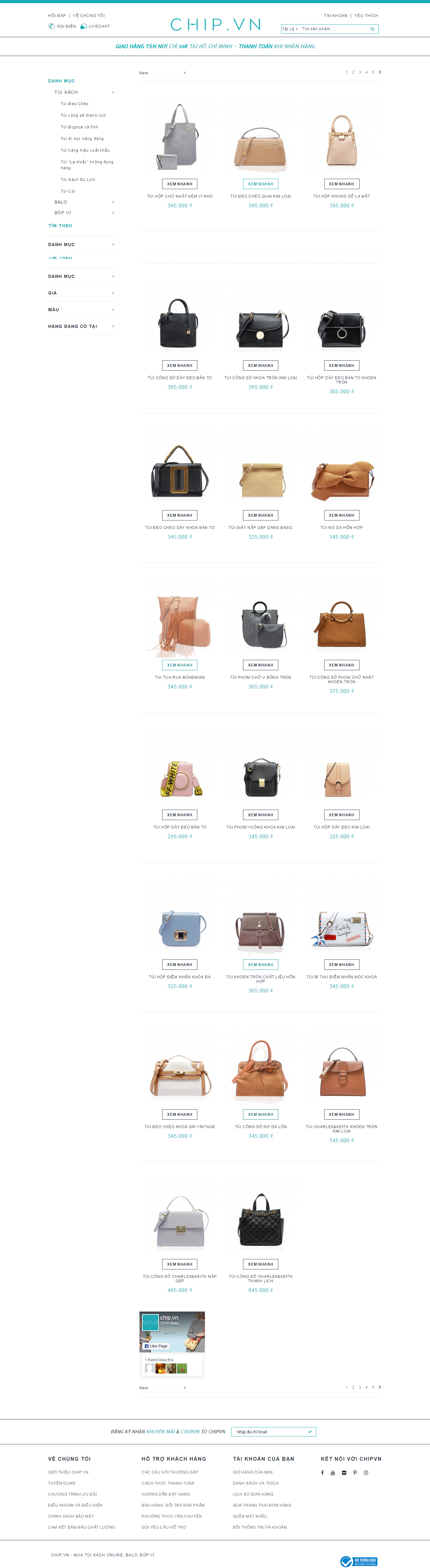 Thiết kế Web túi xách chip.vn