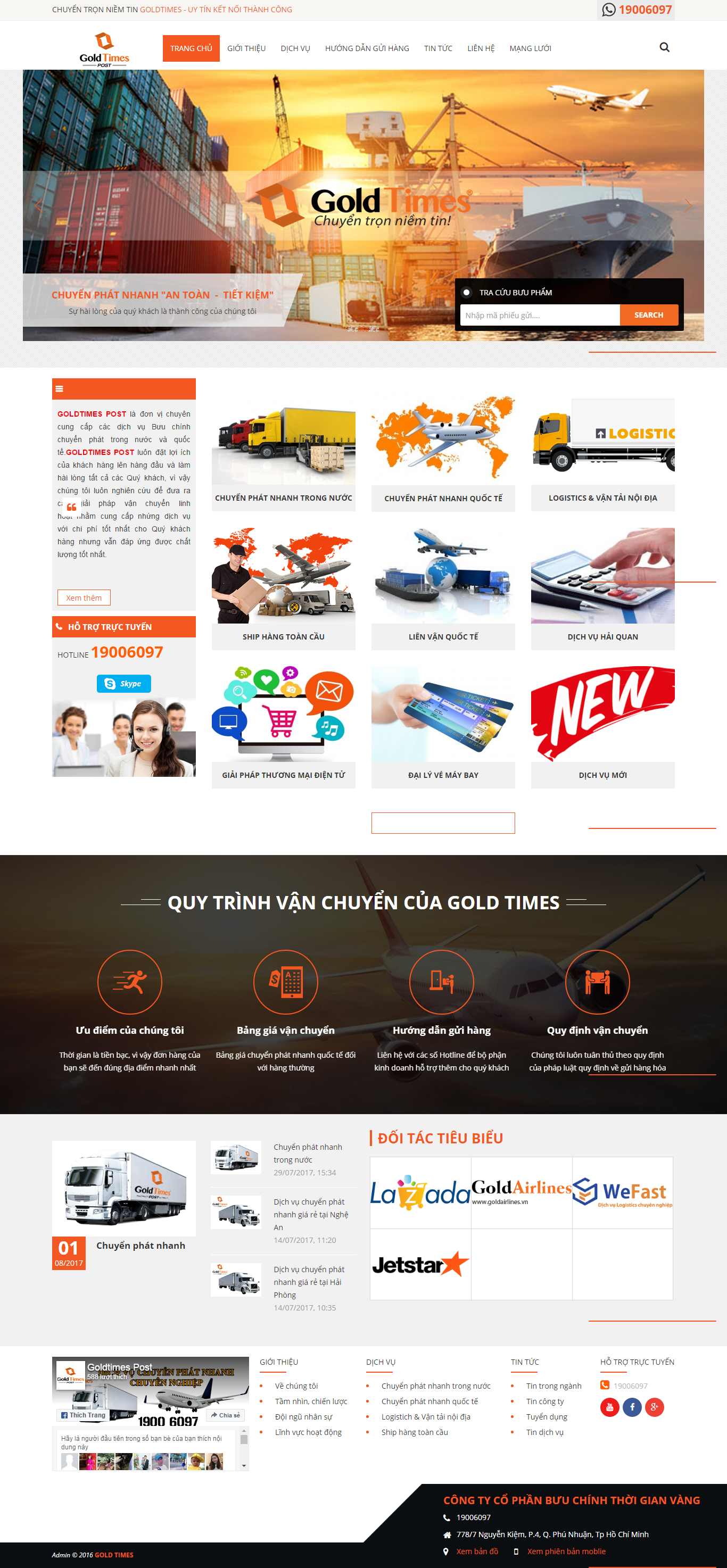Thiết kế Web dịch vụ vận chuyển goldtimes.vn