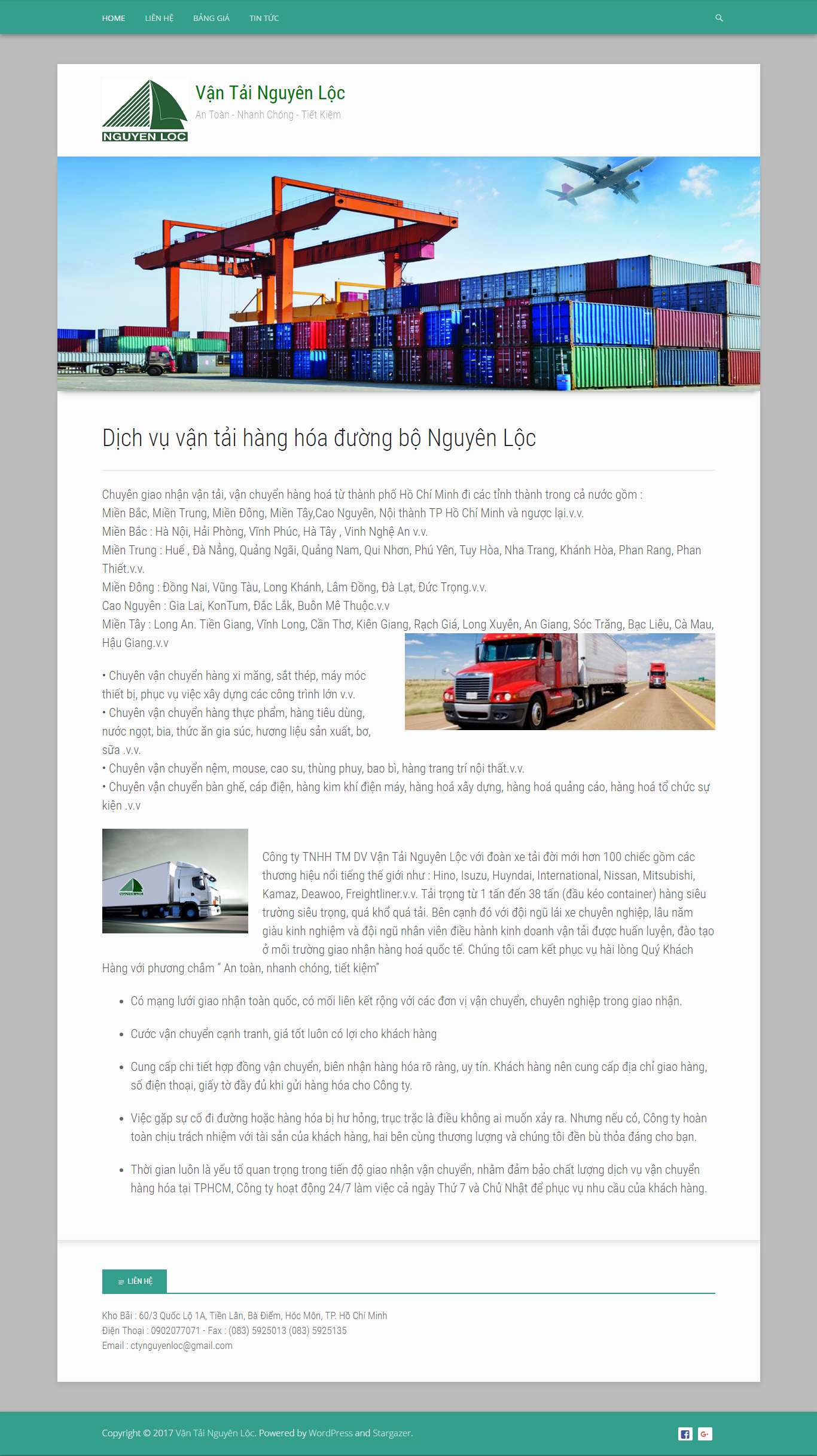 Thiết kế Web dịch vụ vận chuyển nguyen-loc.com