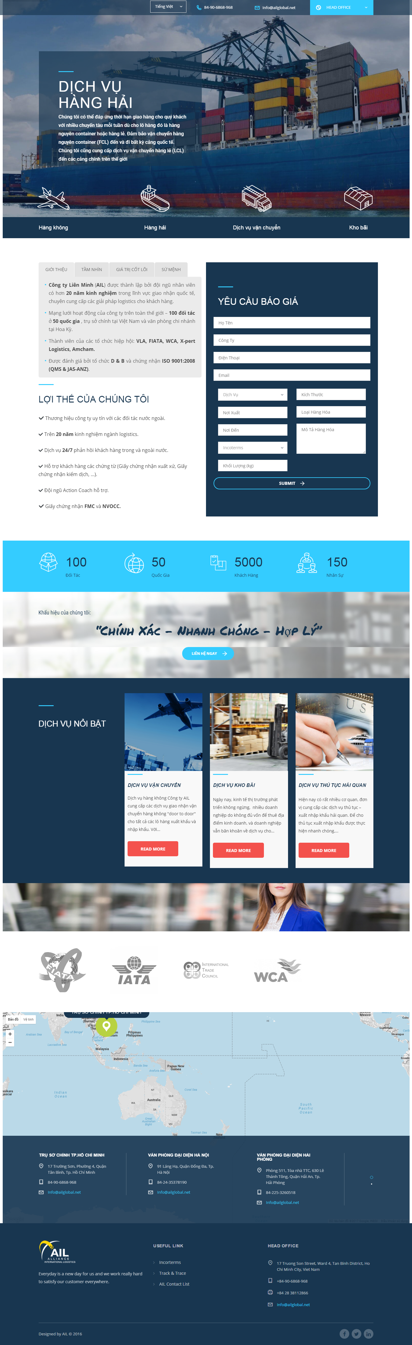 Thiết kế Web dịch vụ vận chuyển ailglobal.net