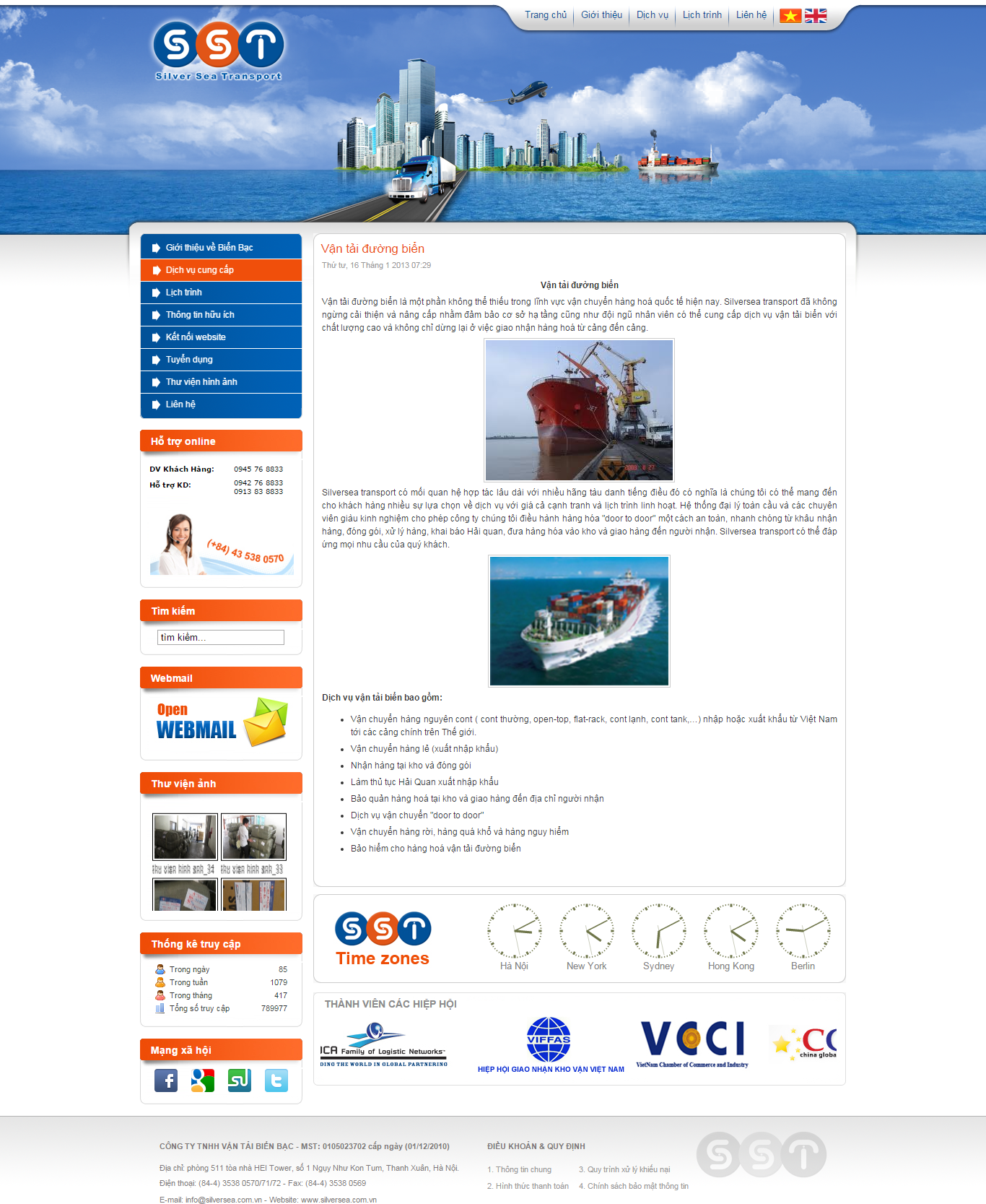 Thiết kế Web dịch vụ vận chuyển silversea.com.vn