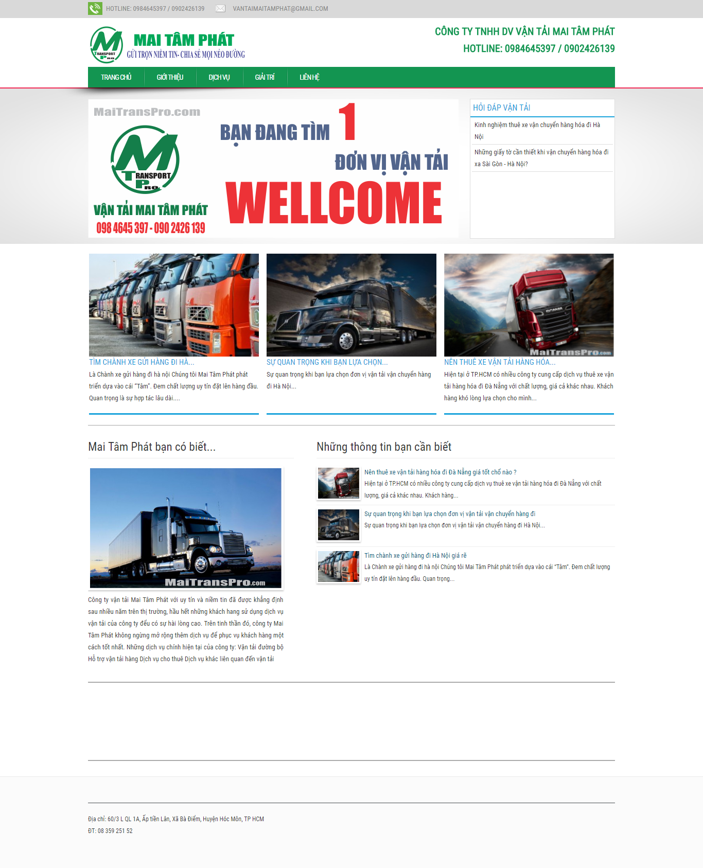 Thiết kế Web dịch vụ vận chuyển chuyenvanchuyenhanghoa.com