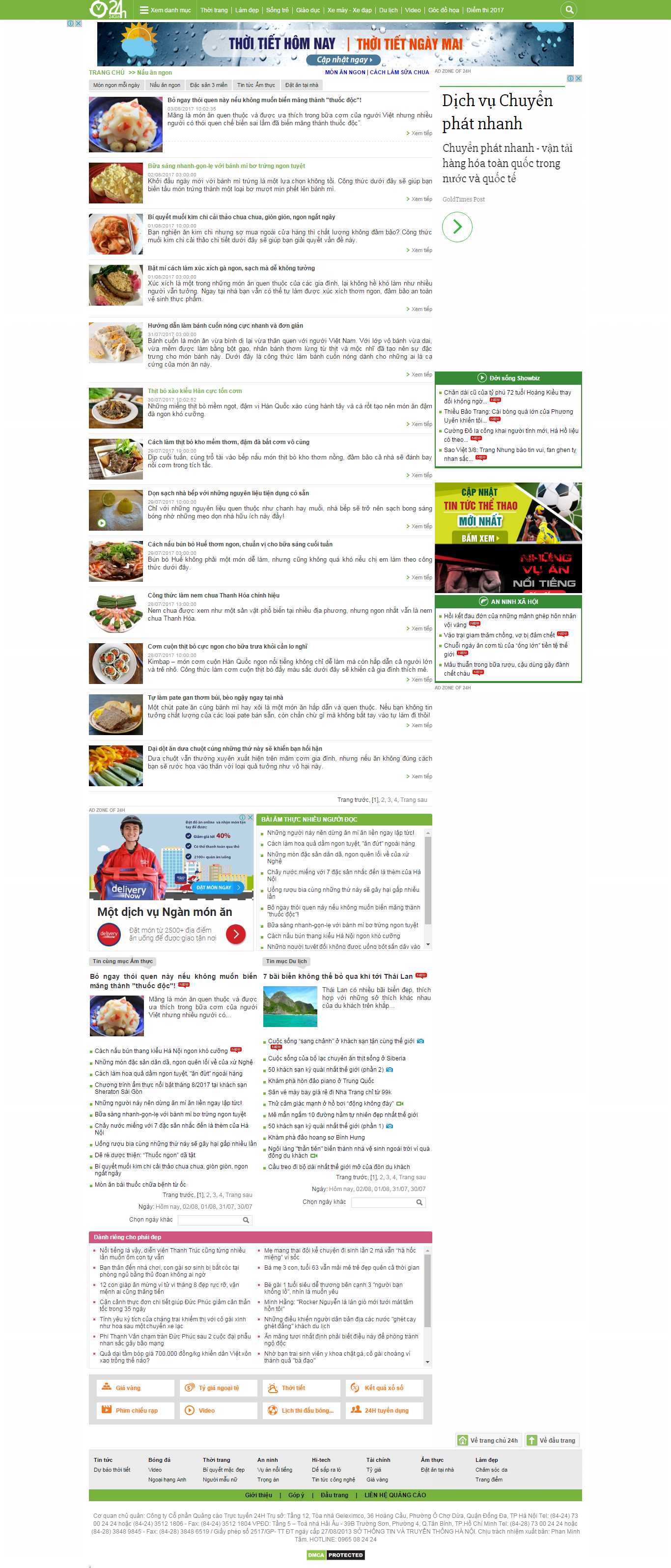 Thiết kế Web dạy nấu Ăn 24h.com.vn