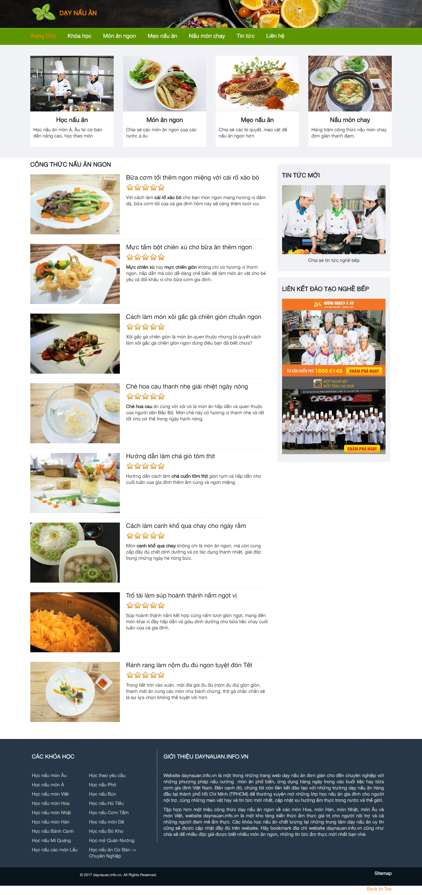 Thiết kế Web dạy nấu Ăn daynauan.info.vn