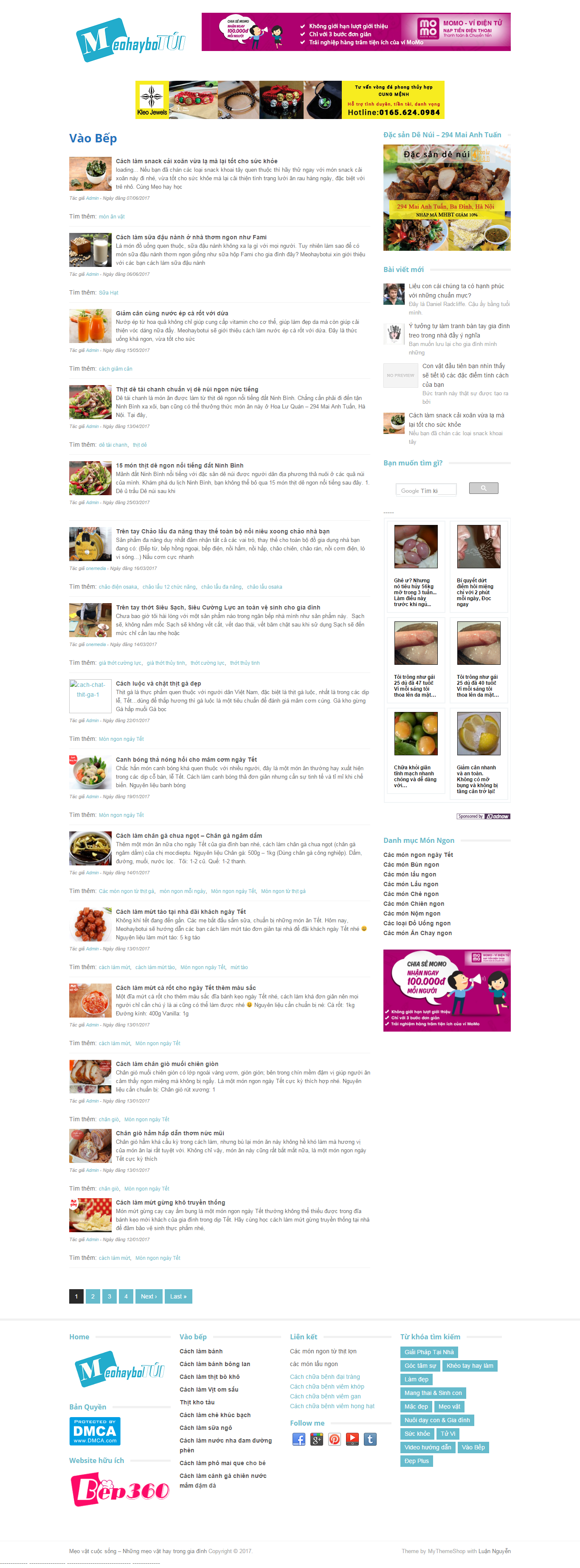 Thiết kế Web dạy nấu Ăn meohaybotui.com