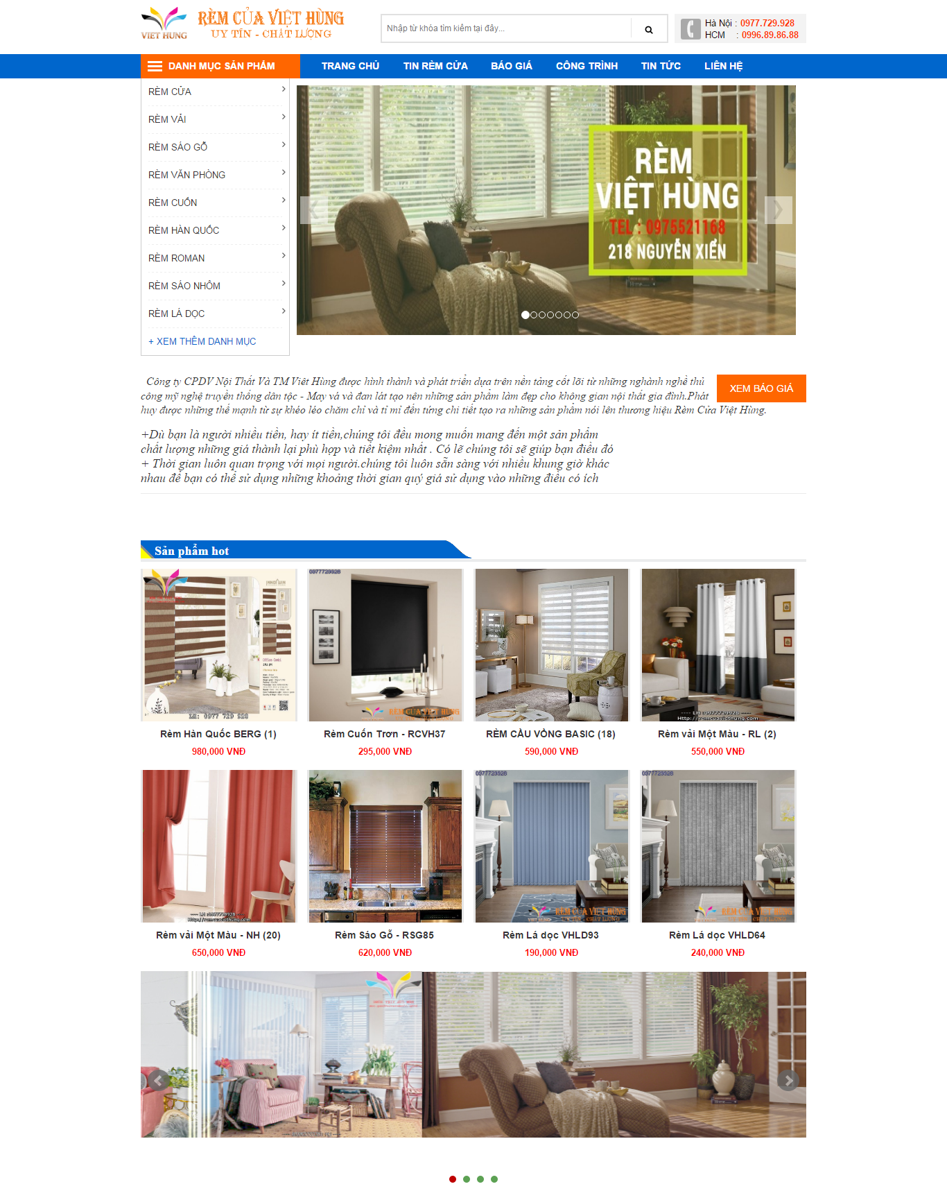 Thiết kế Web mành rèm cửa remcuaviethung.com