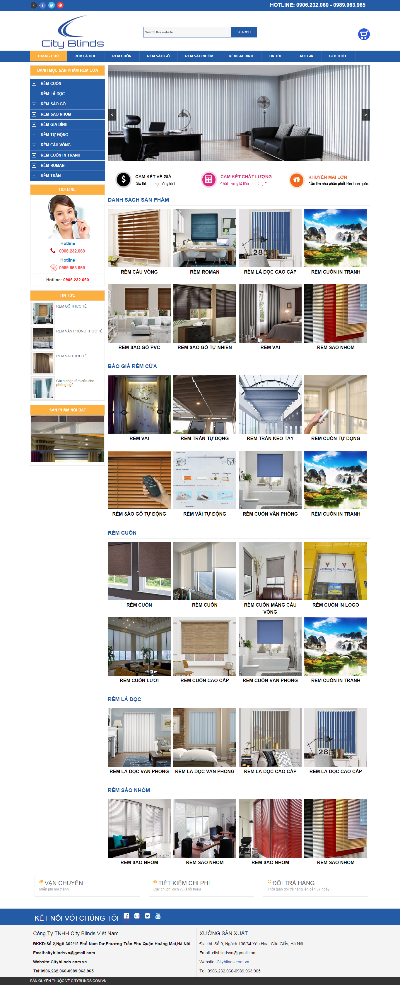 Thiết kế Web mành rèm cửa cityblinds.com.vn