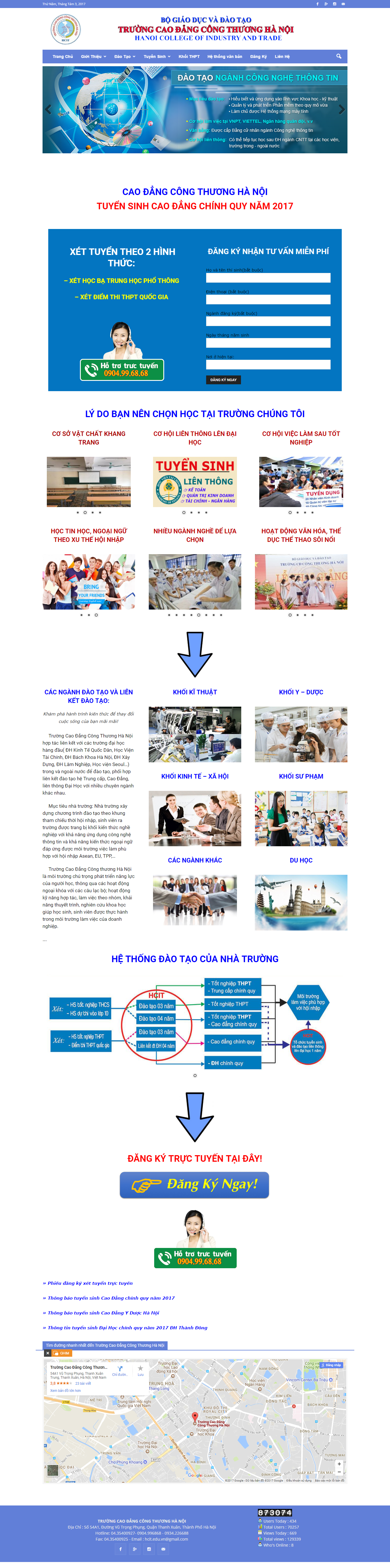 Thiết kế Web tuyển sinh hcit.edu.vn