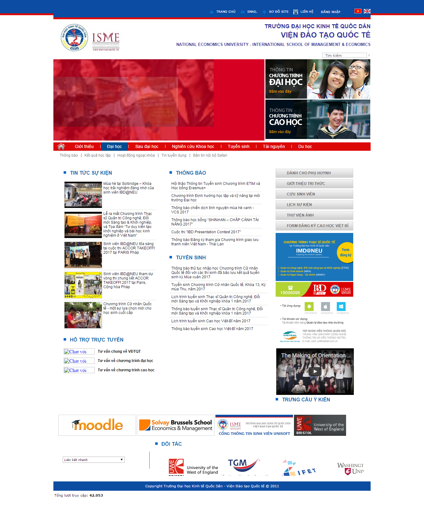 Thiết kế Web tuyển sinh isneu.edu.vn