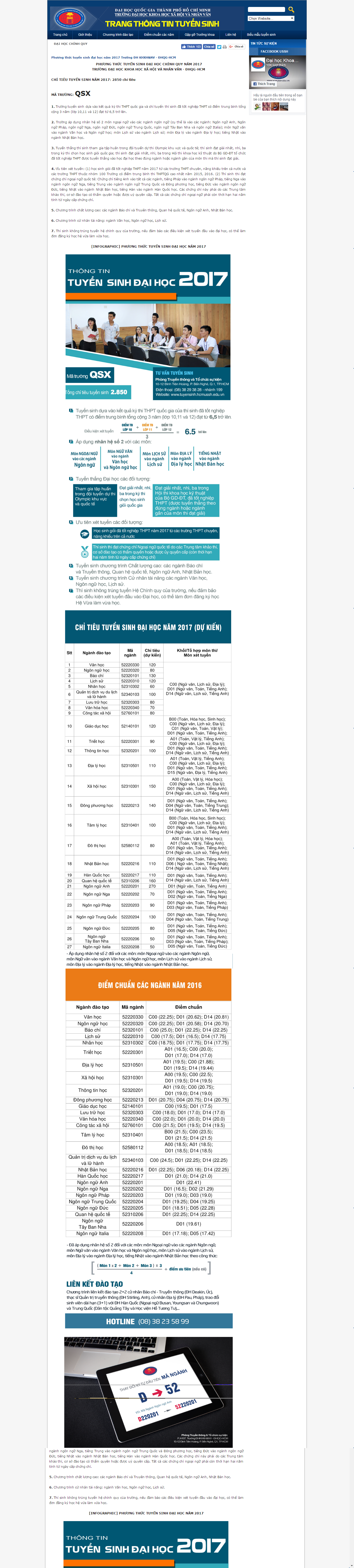 Thiết kế Web tuyển sinh tuyensinh.hcmussh.edu.vn