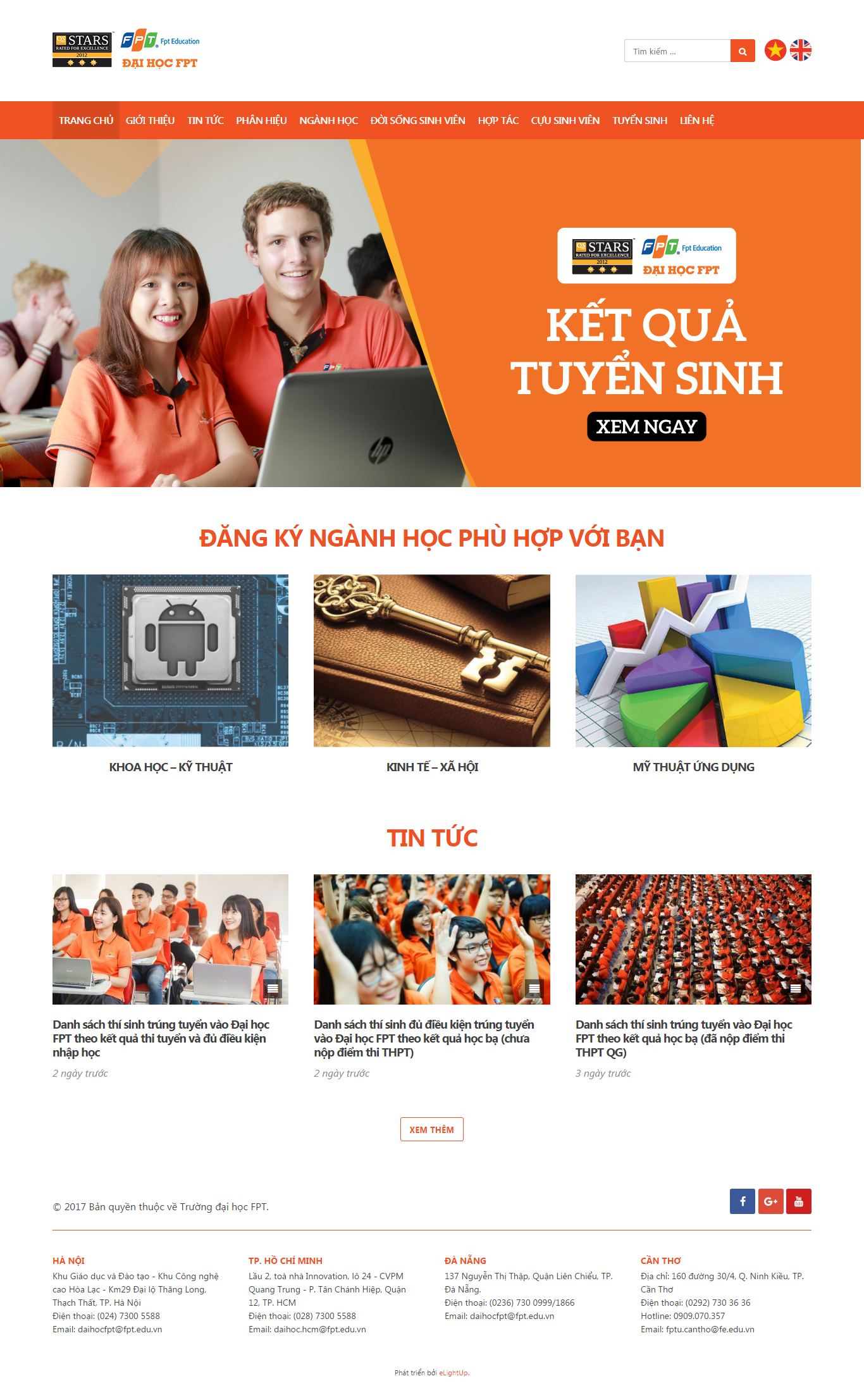 Thiết kế Web tuyển sinh daihoc.fpt.edu.vn