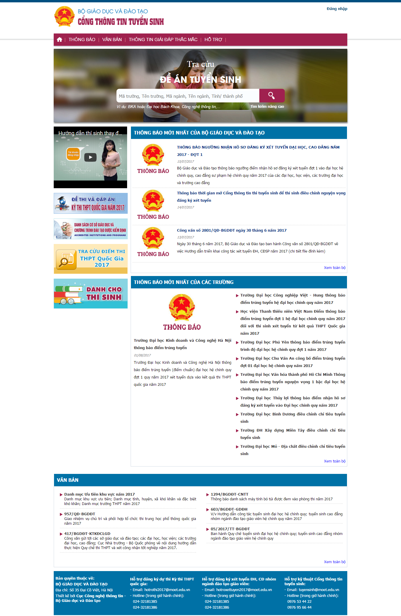 Thiết kế Web tuyển sinh thituyensinh.vn