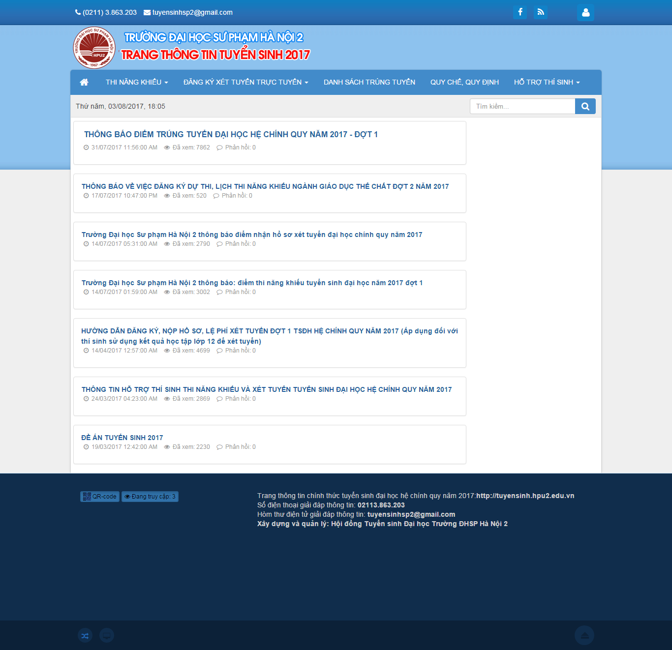 Thiết kế Web tuyển sinh tuyensinh.hpu2.edu.vn