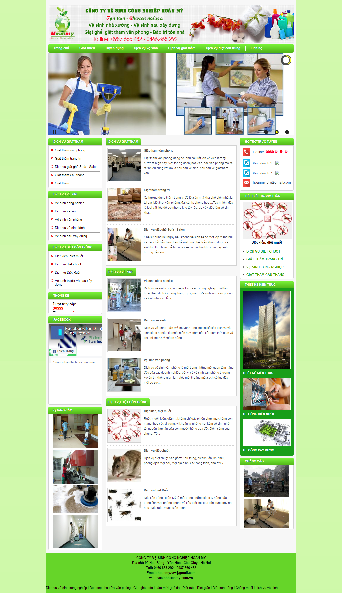 Thiết kế Web dịch vụ diệt côn trùng vesinhhoanmy.com.vn