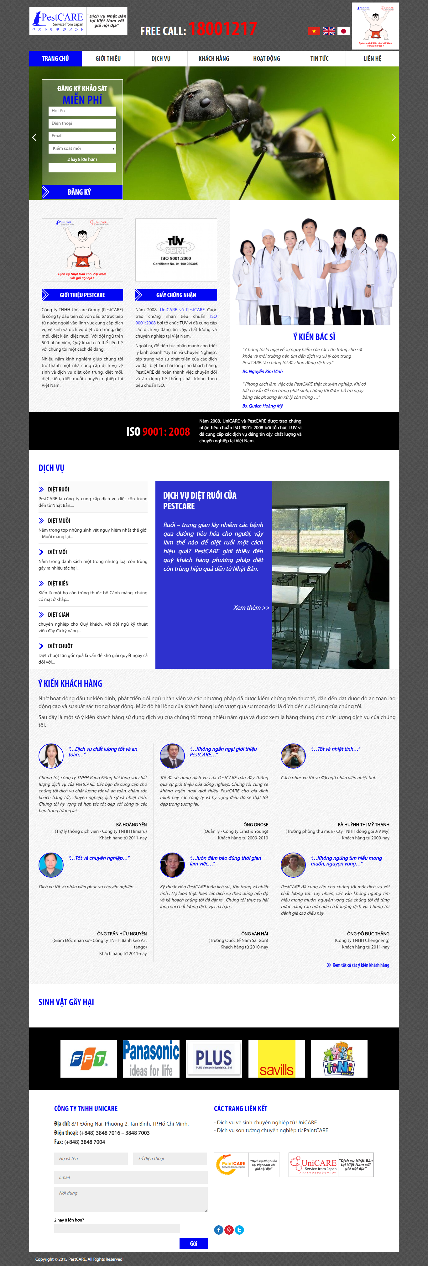 Thiết kế Web dịch vụ diệt côn trùng pestcarepro.com