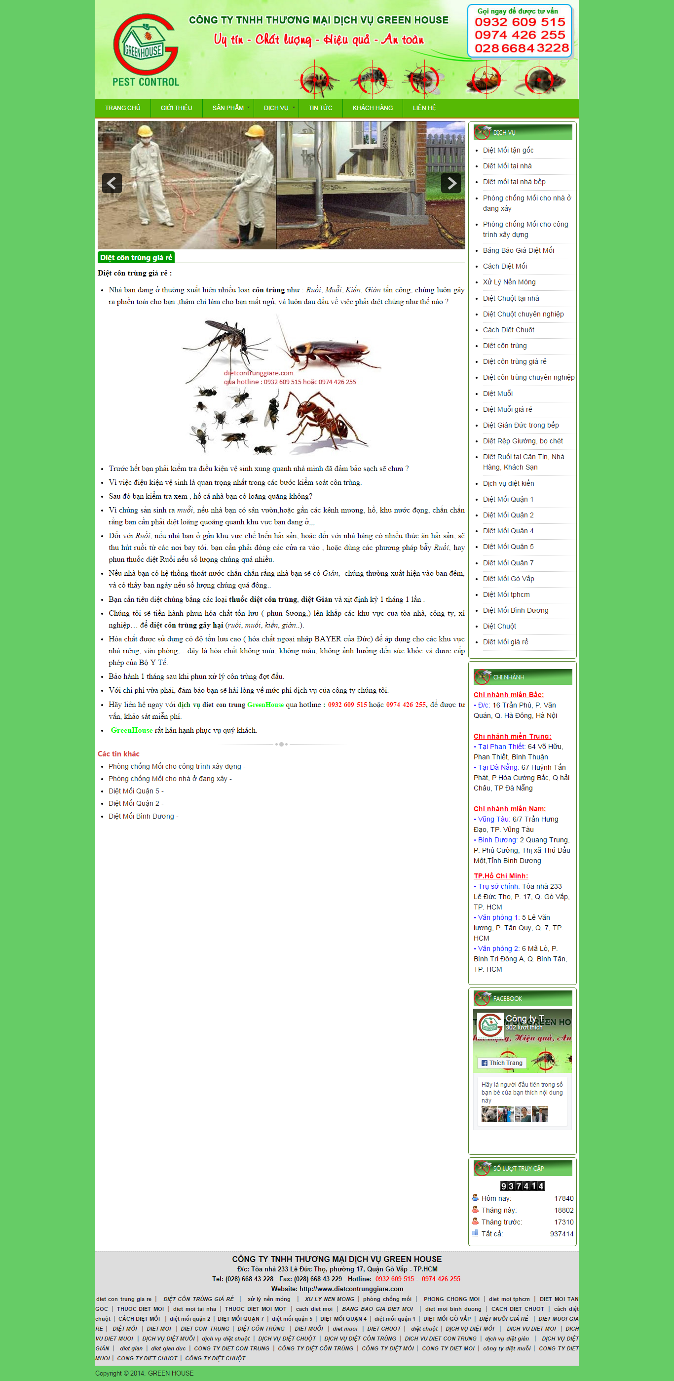 Thiết kế Web dịch vụ diệt côn trùng dietcontrunggiare.com