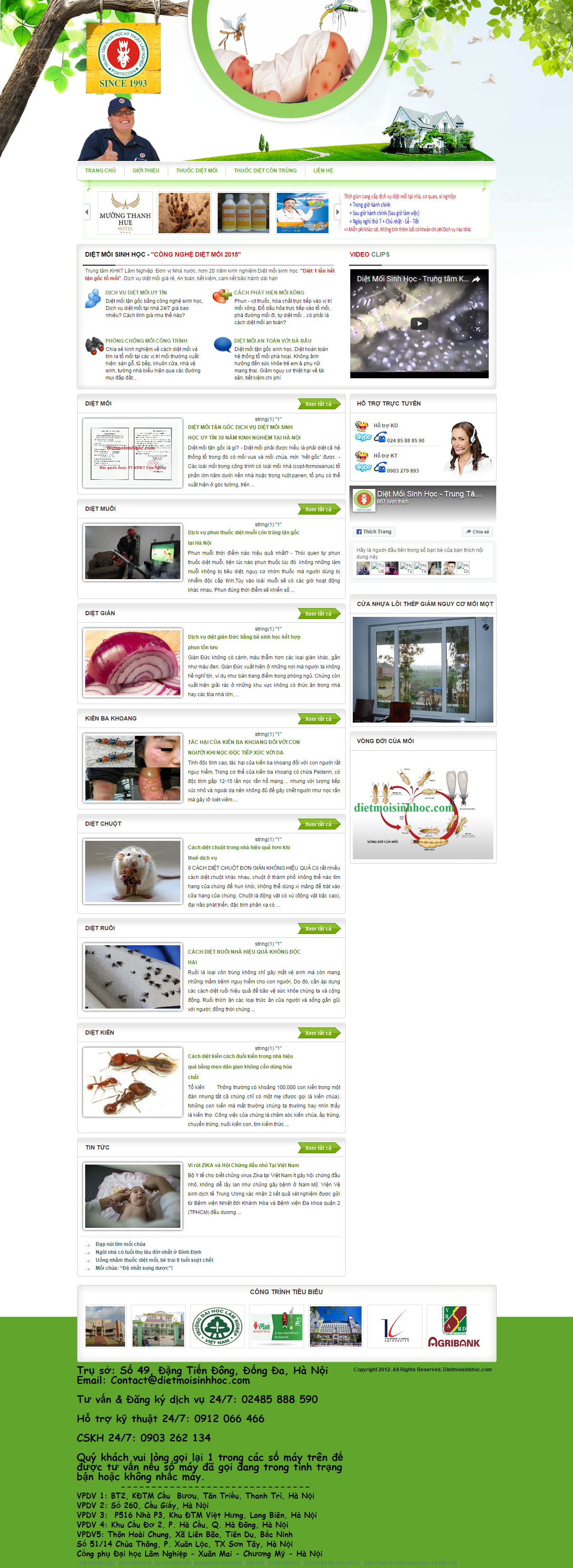 Thiết kế Web dịch vụ diệt côn trùng dietmoisinhhoc.com