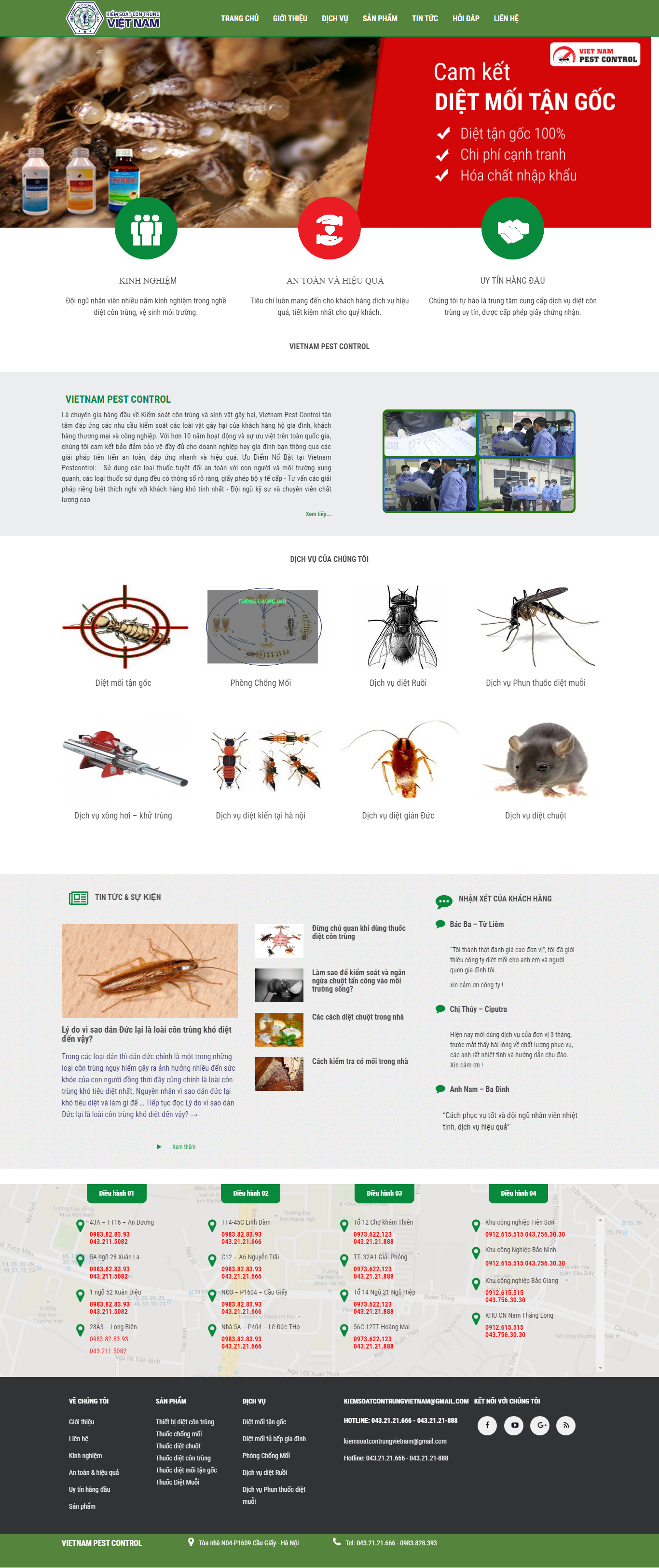 Thiết kế Web dịch vụ diệt côn trùng pest-control.vn