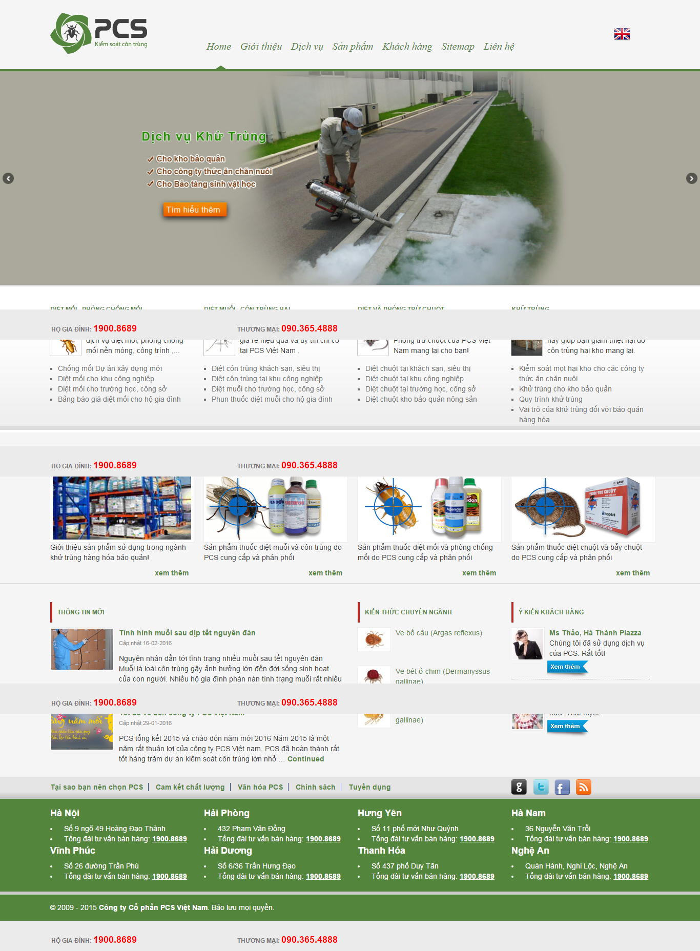 Thiết kế Web dịch vụ diệt côn trùng vietnampcs.com