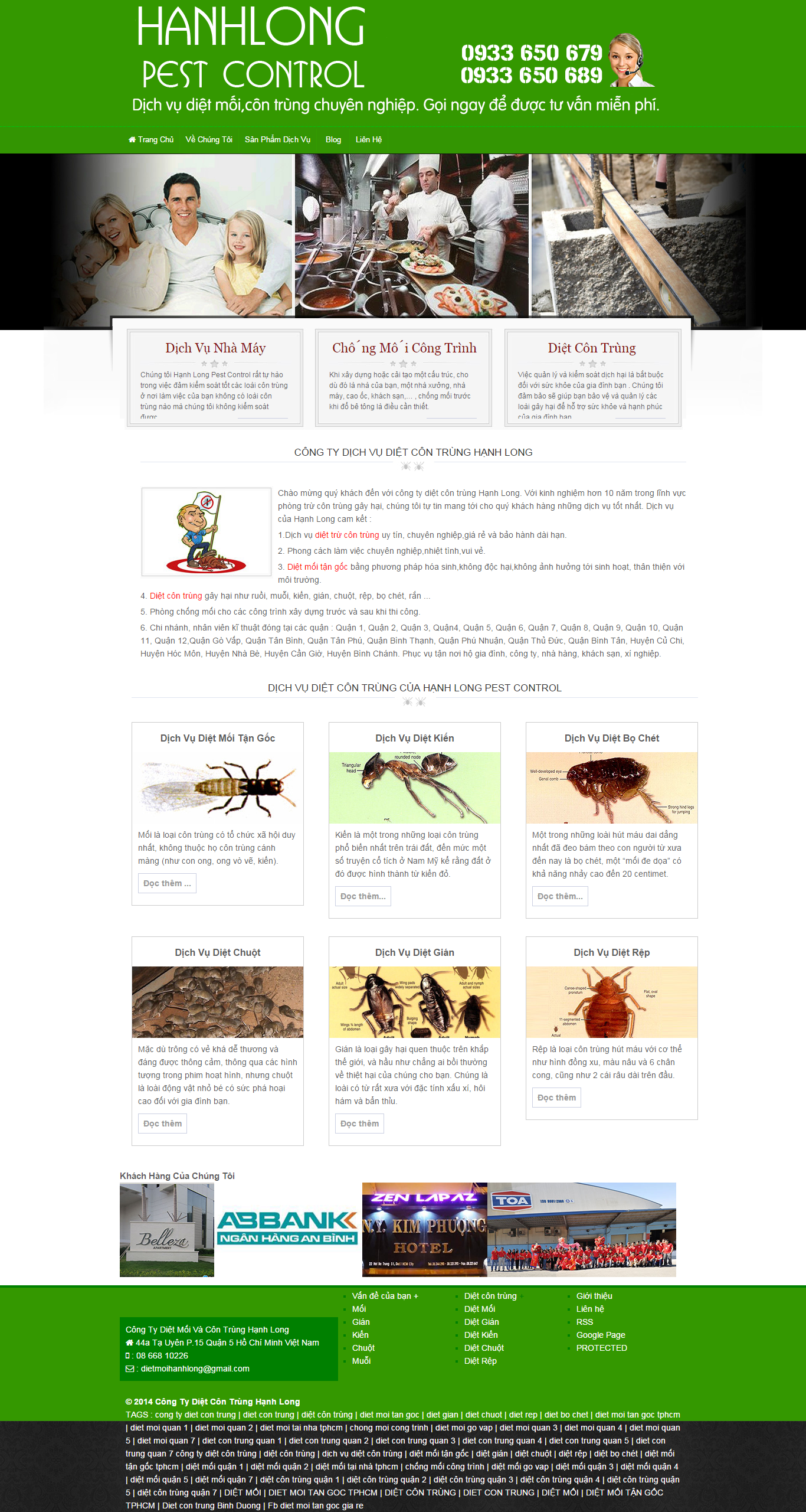 Thiết kế Web dịch vụ diệt côn trùng dietcontrunghanhlong.com